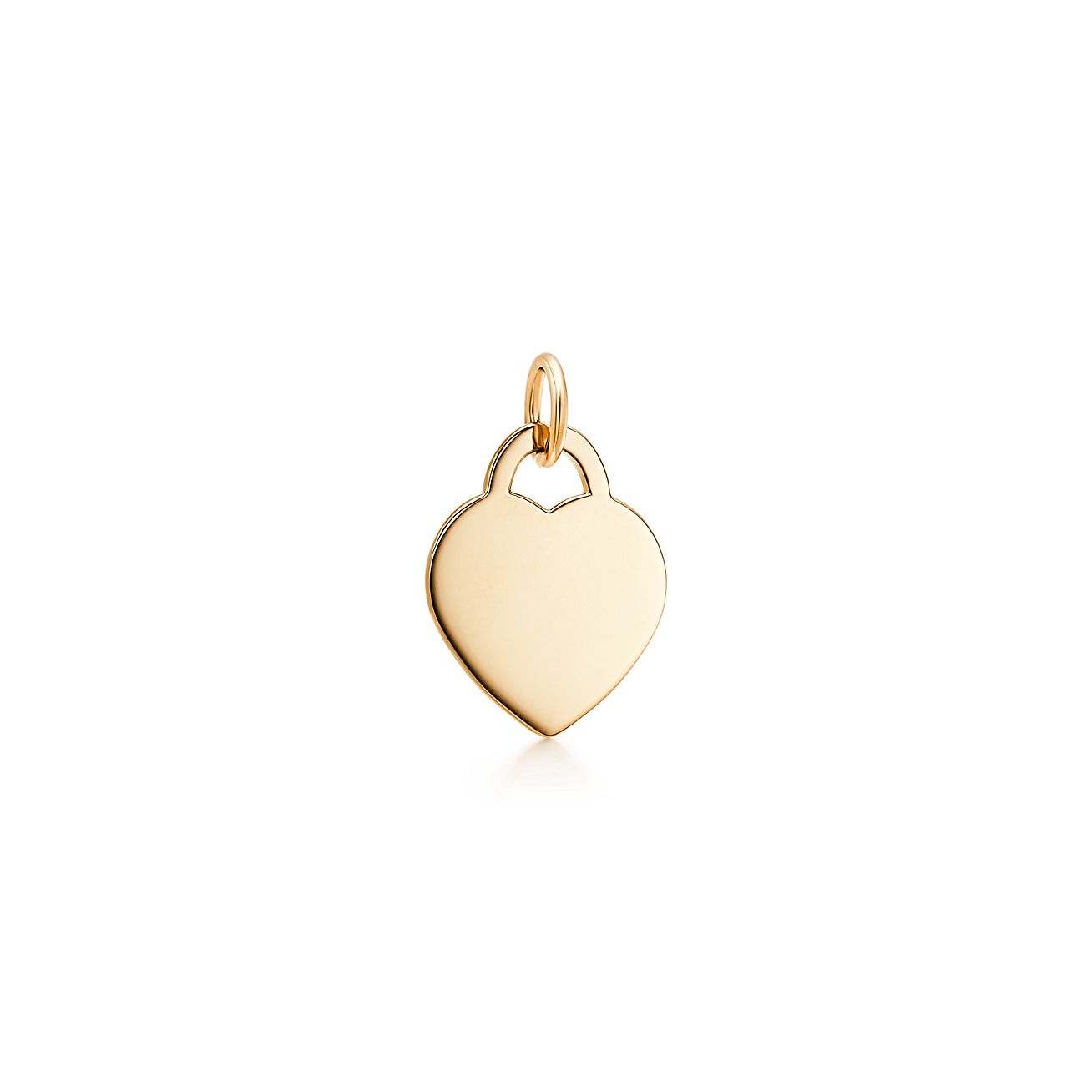 Heart tag charm in 18k gold, small 