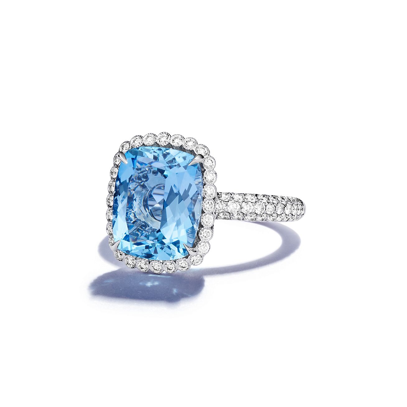 Ring in Platinum with an Aquamarine and Diamonds | Tiffany & Co.
