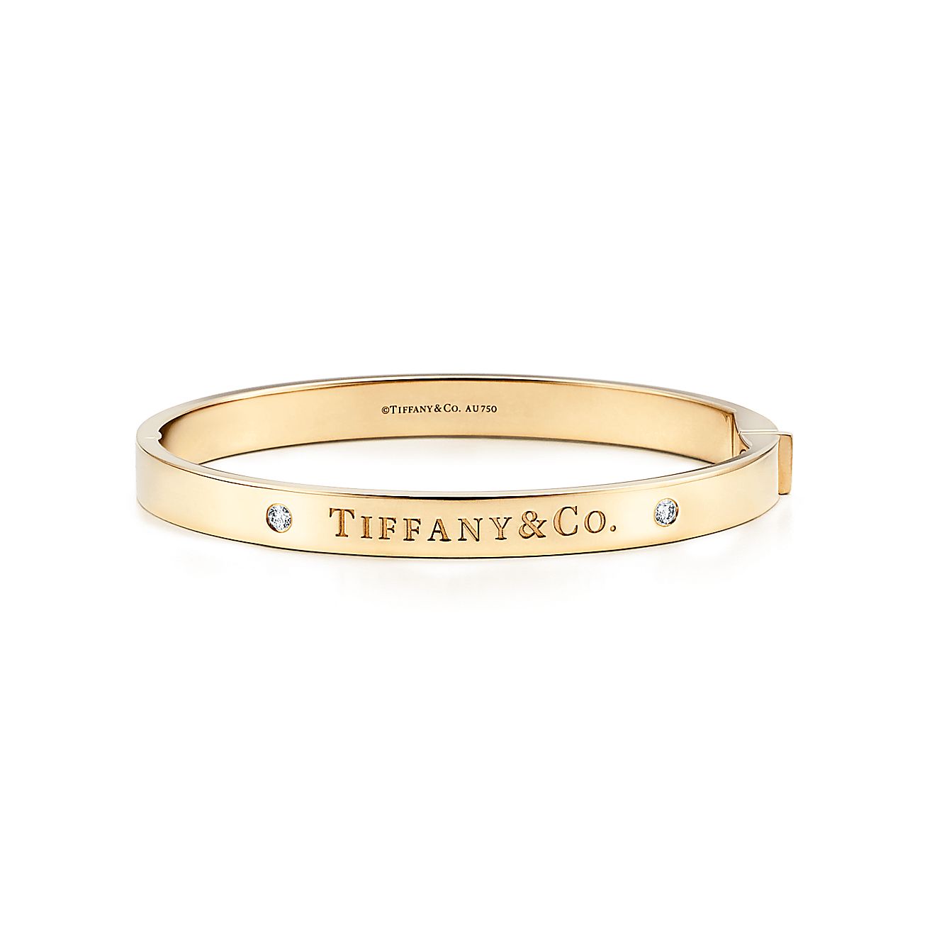 Hinged Bangle In 18k Gold With Diamonds Medium Tiffany Co
