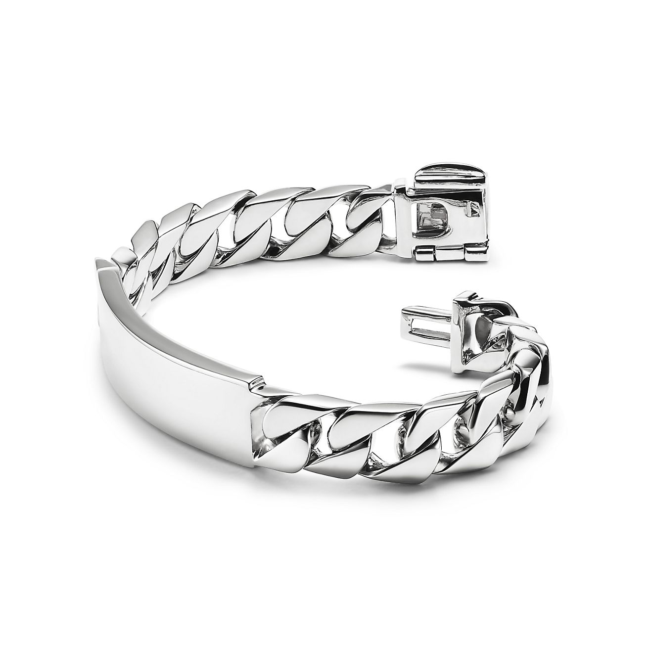 Mens id bracelet on sale silver