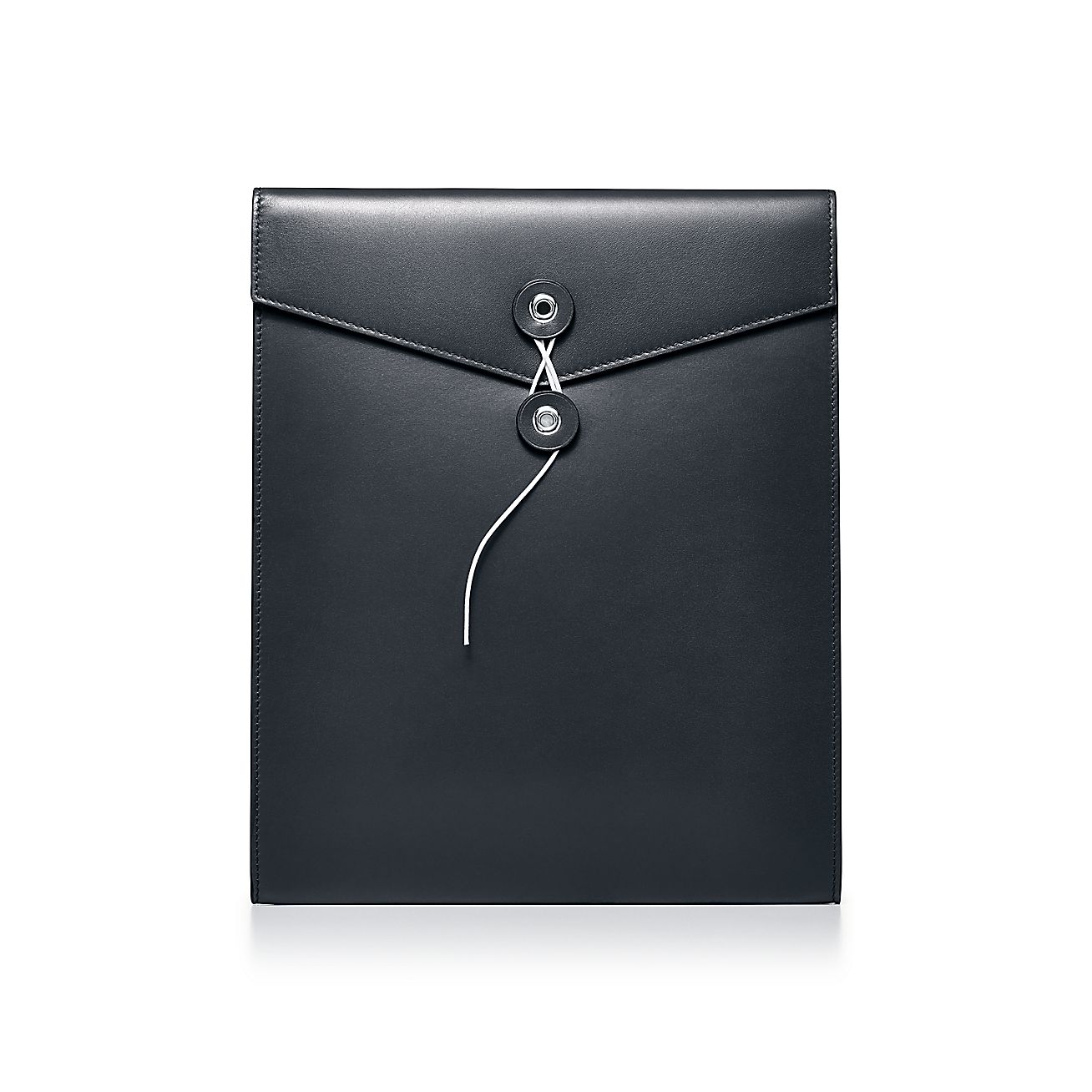 Interoffice envelope in charcoal smooth calfskin leather, large