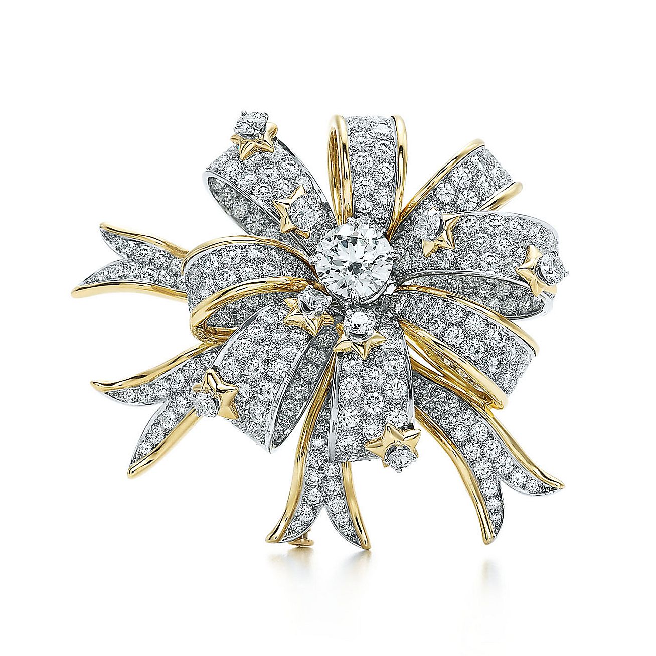 Jean Schlumberger diamond ribbon rosette brooch in platinum and 18k ...