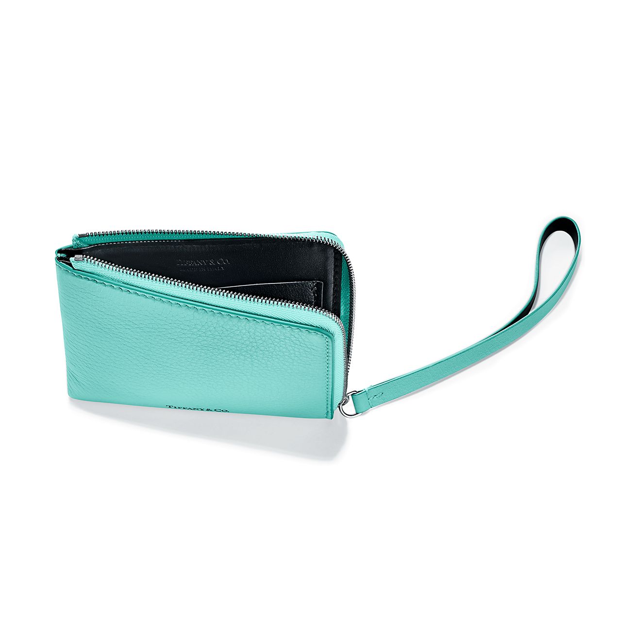 Leather coin pouch in Tiffany Blue 