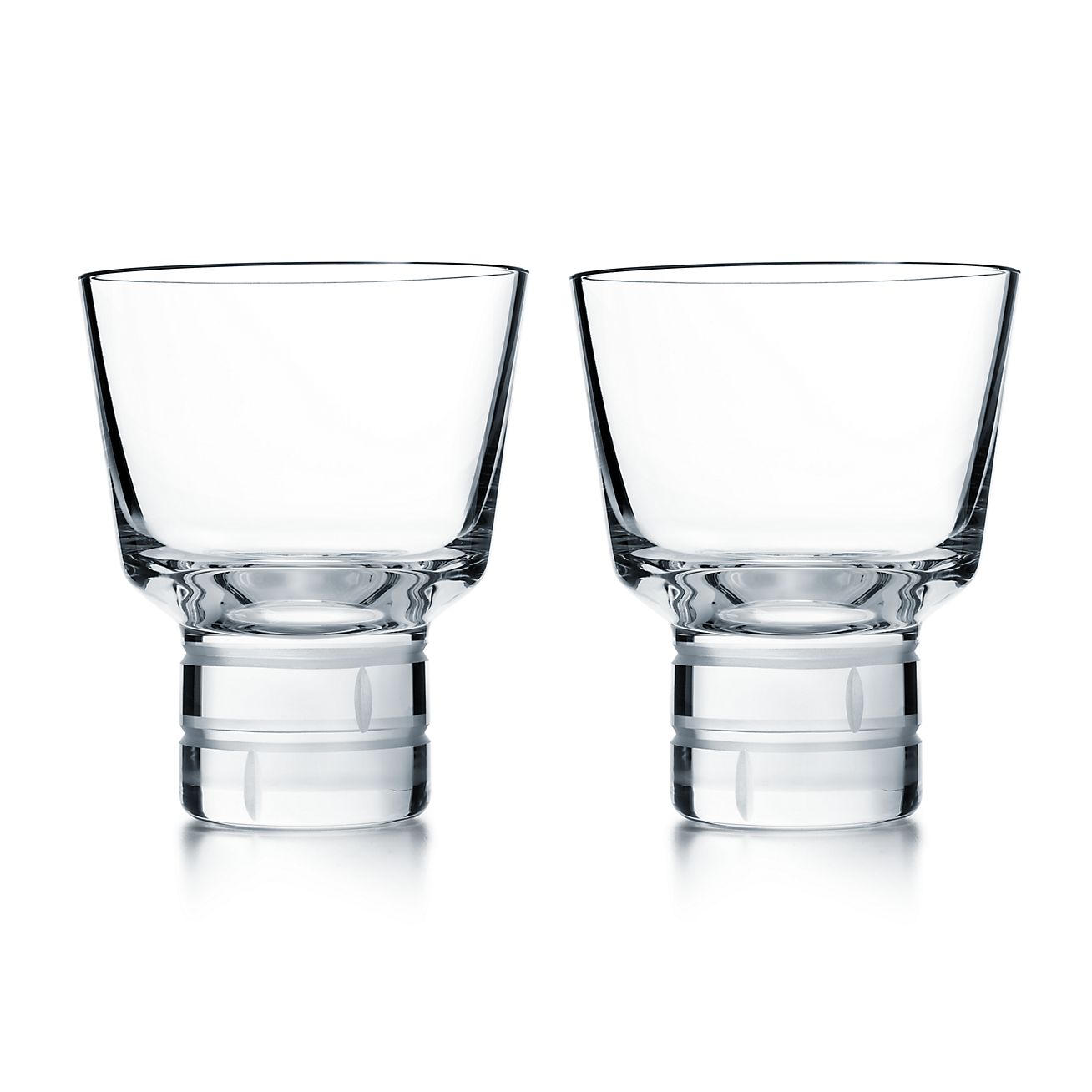 Modern Bamboo crystal cocktail glasses, set of two.