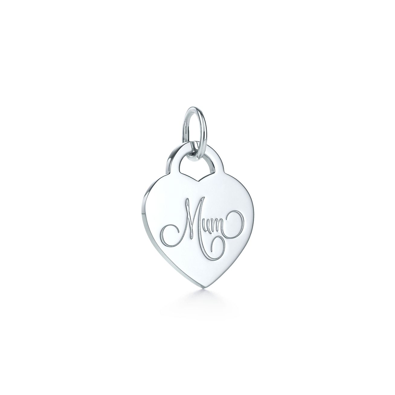 Mum heart tag charm in sterling silver 