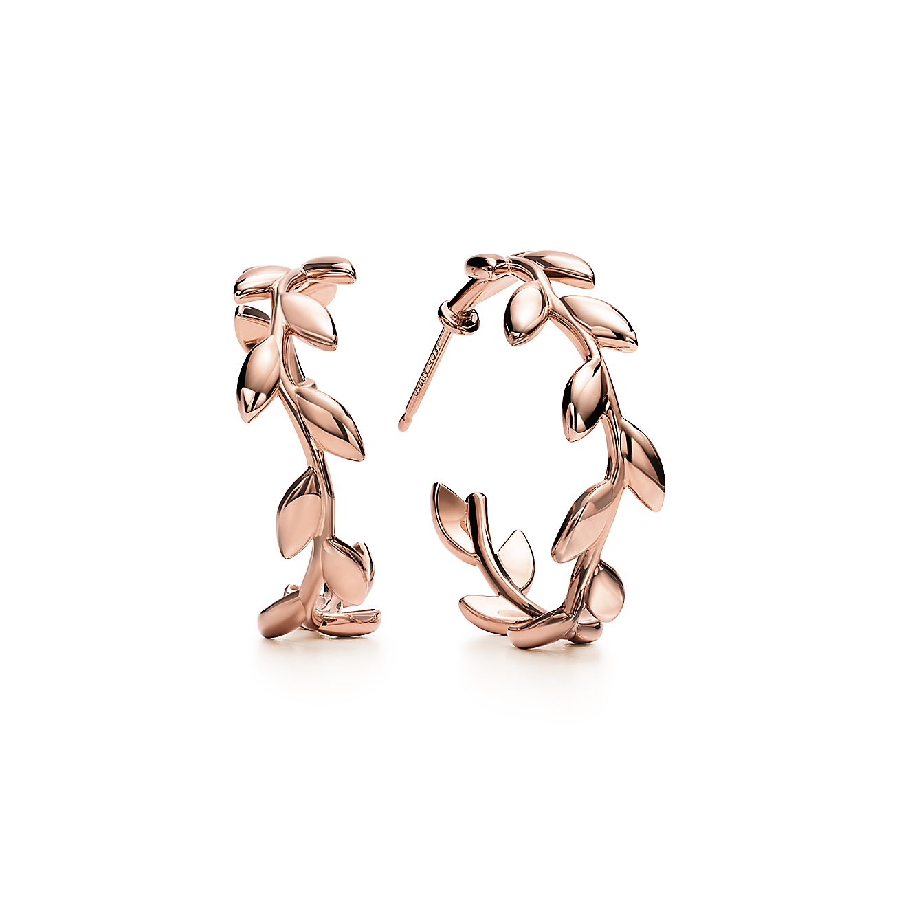 Paloma Picasso® Olive Leaf hoop earrings in 18k rose gold.