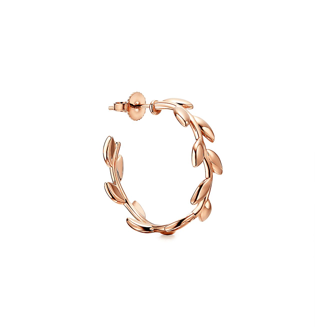 Paloma Picasso® Olive Leaf hoop earrings in 18k rose gold. - Alternate shot 1 - Alternate shot 2