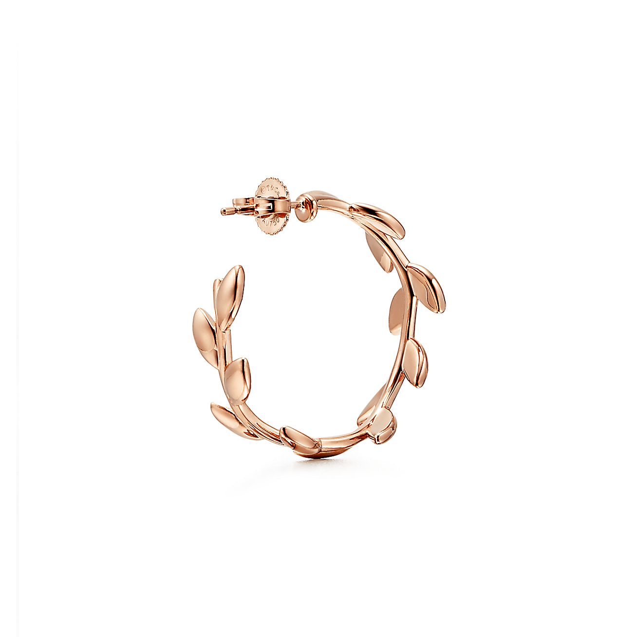 Paloma Picasso® Olive Leaf hoop earrings in 18k rose gold. - Alternate shot 1