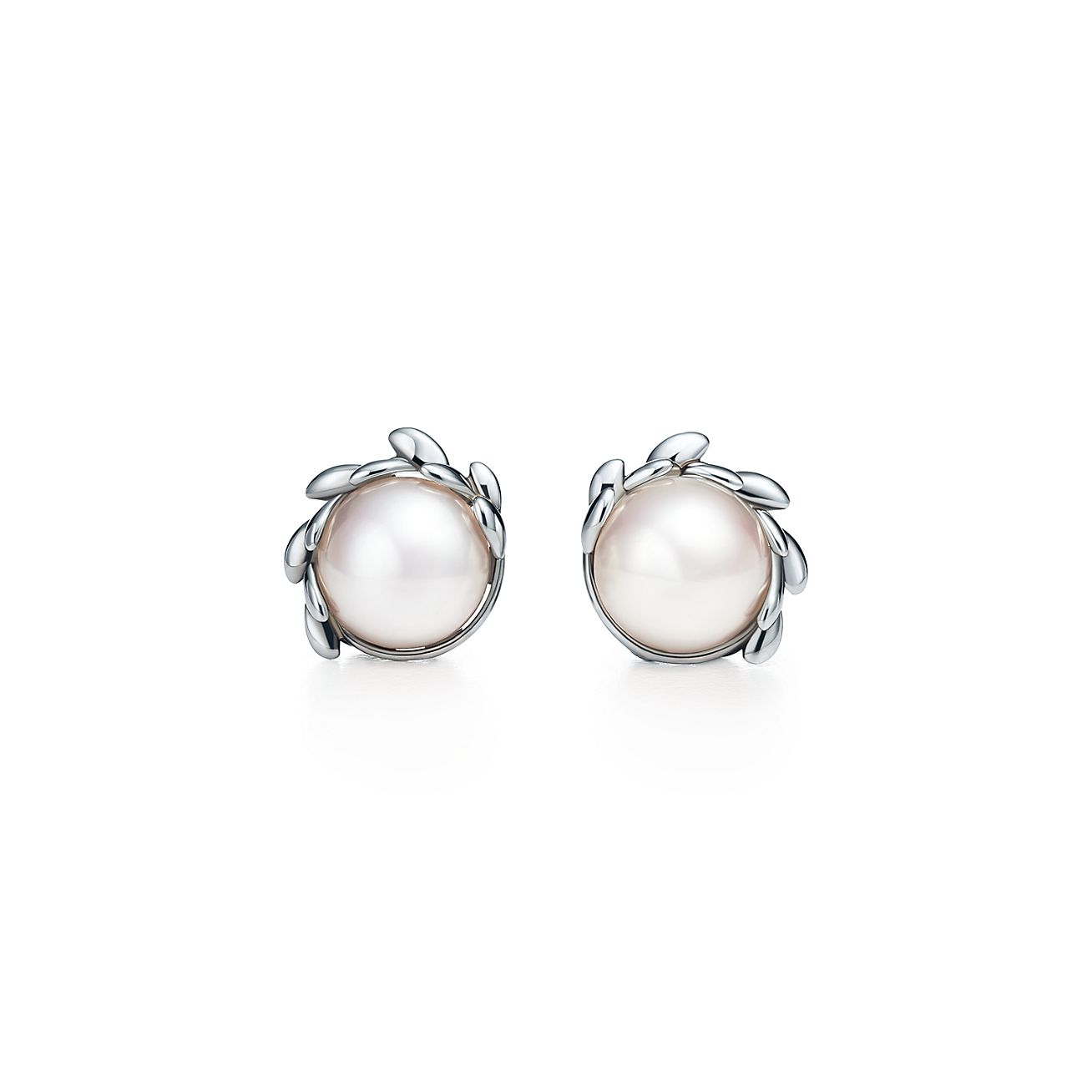 olive leaf pearl earrings