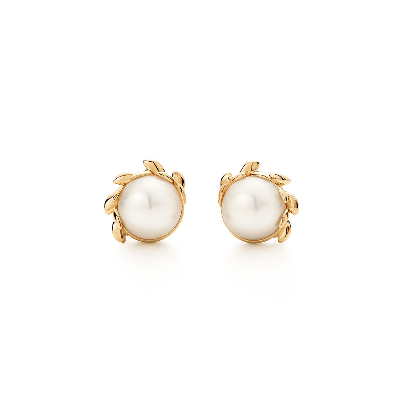 olive leaf pearl earrings