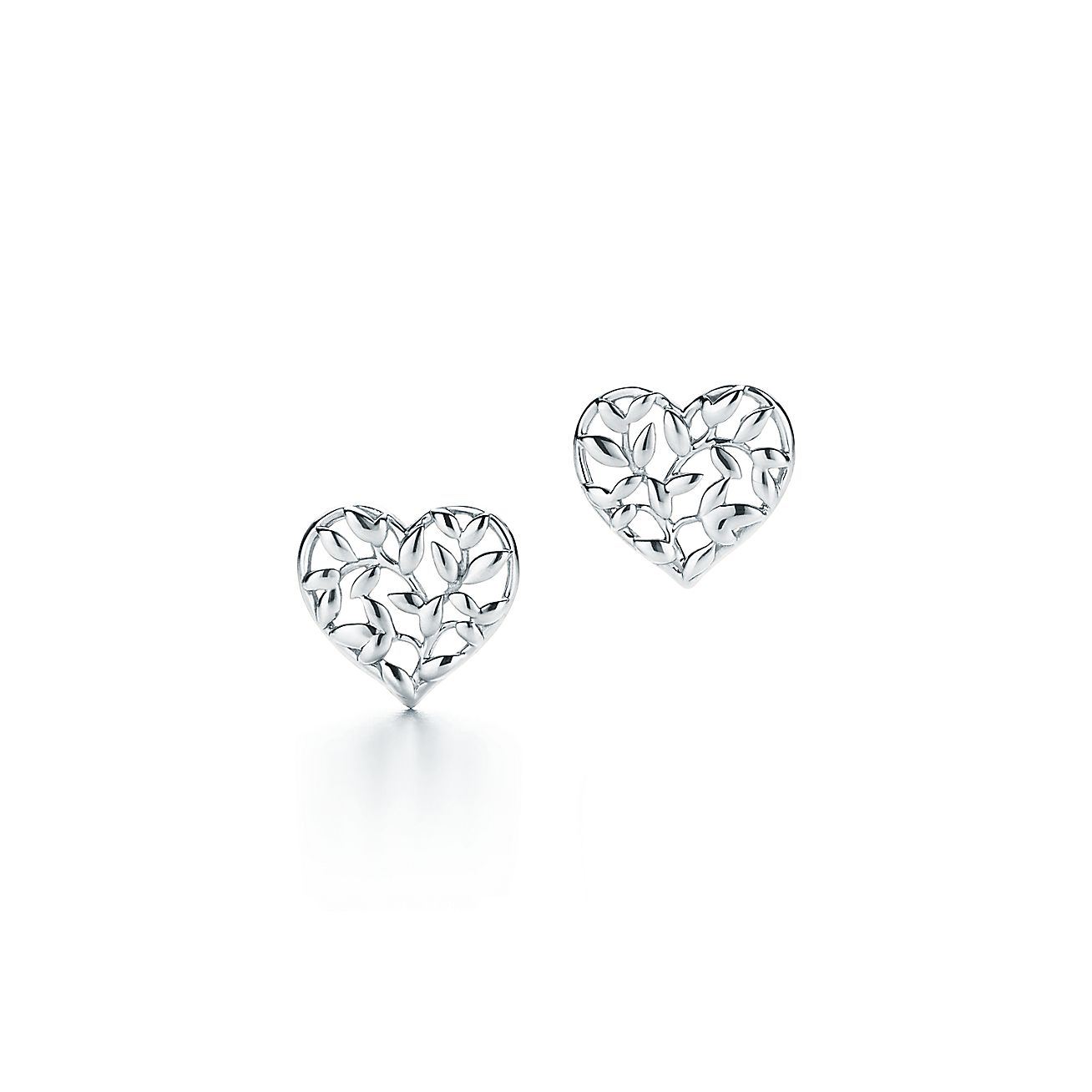 Paloma Picasso® Olive Leaf heart earrings in sterling silver. | Tiffany &