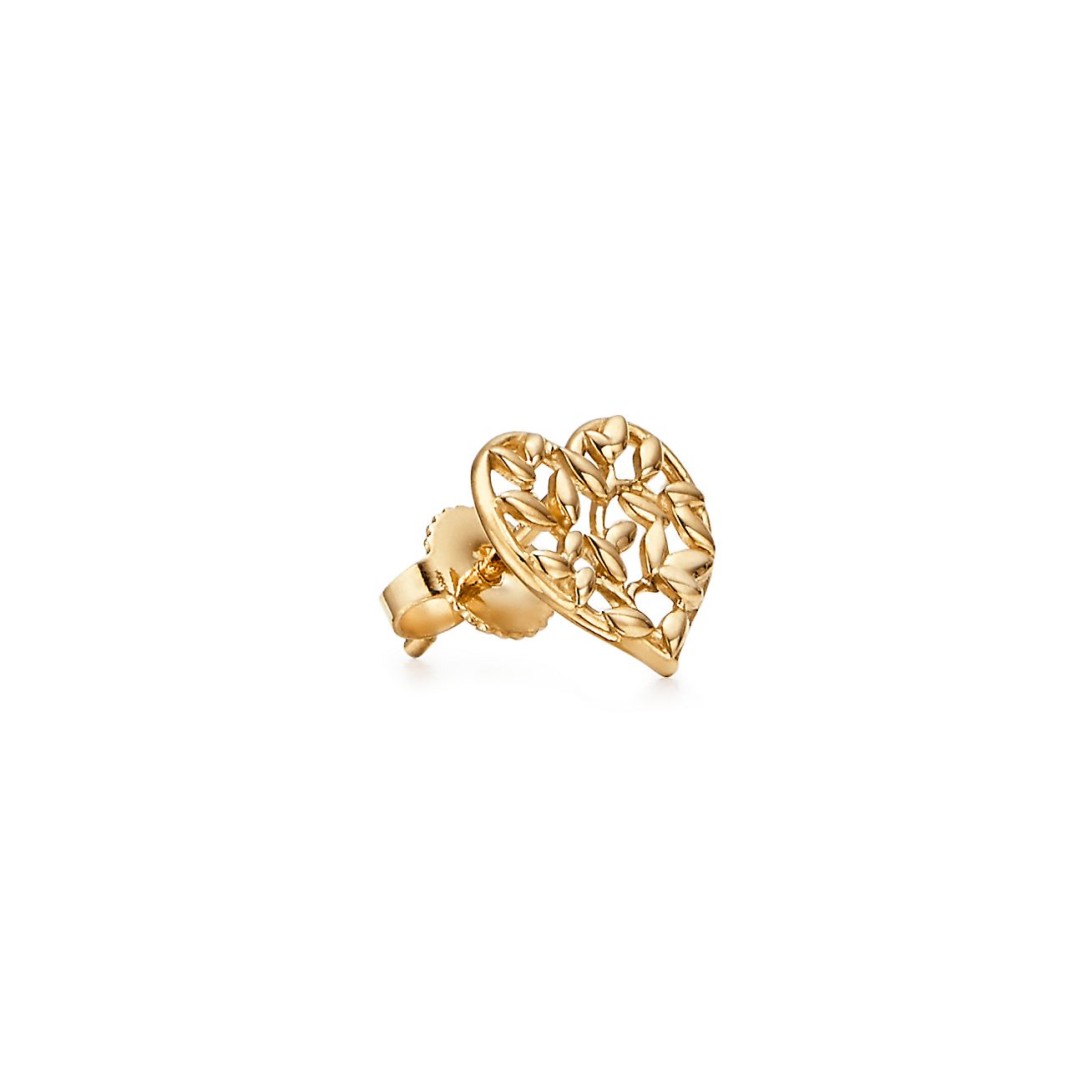 Olive Leaf heart earrings in 18k gold 