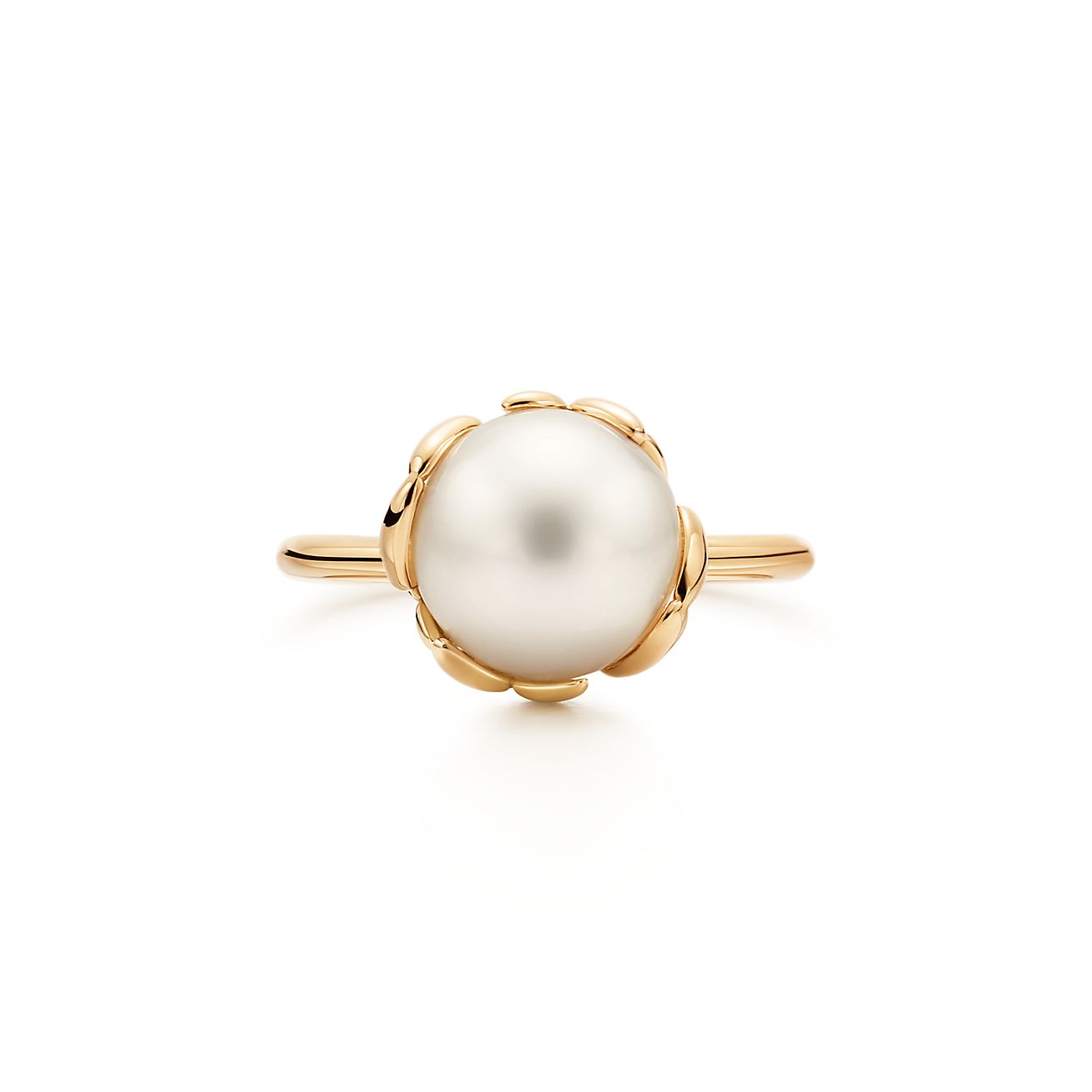 Paloma Picasso Olive Leaf Ring in 18K Gold with A Freshwater Cultured Pearl, Size: 8 1/2