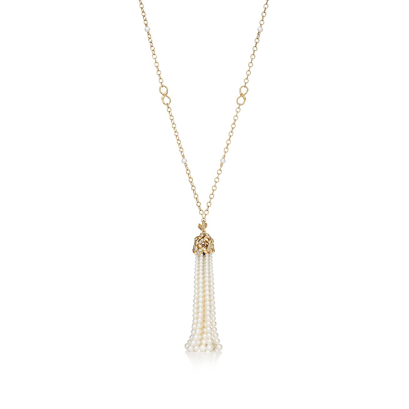 Paloma Picasso® Olive Leaf pearl tassel necklace in gold with