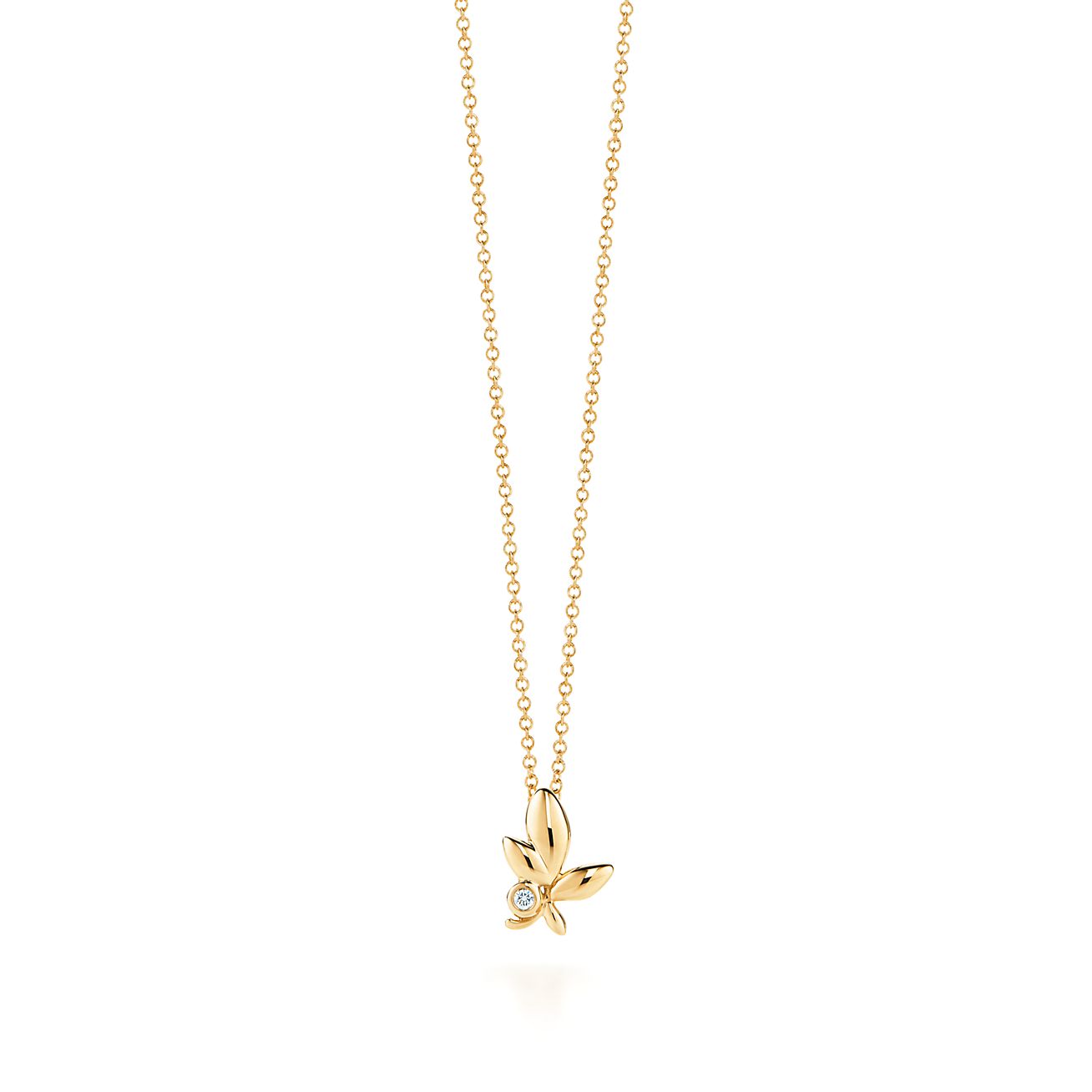 TIFFANY 18K White Gold Diamond Paloma Picasso Olive Leaf Pendant Necklace  1098866 | FASHIONPHILE