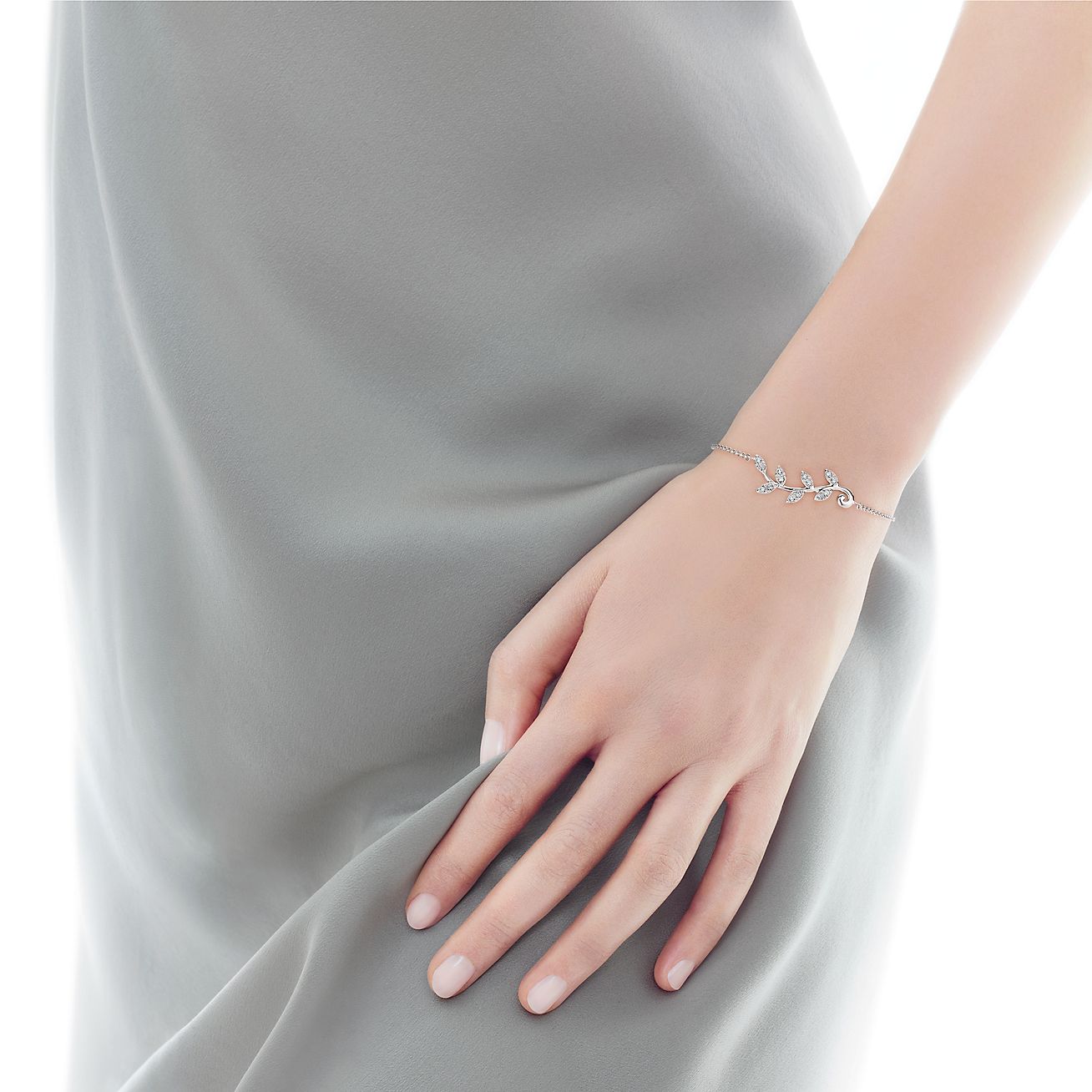 Paloma Picasso® Olive Leaf vine bracelet in 18k white gold with 