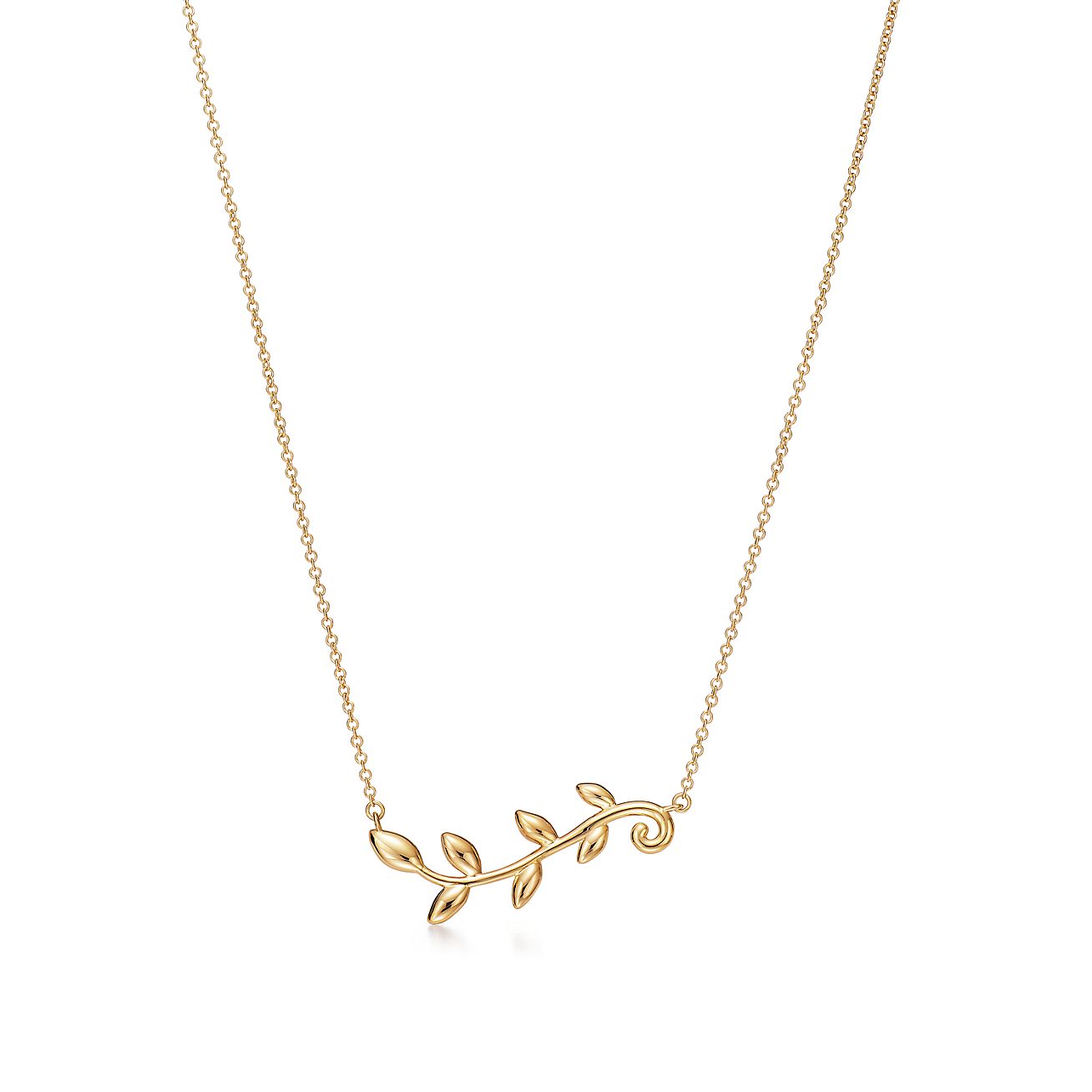 Paloma Picasso® Olive Leaf vine pendant in 18k gold. | Tiffany & Co.