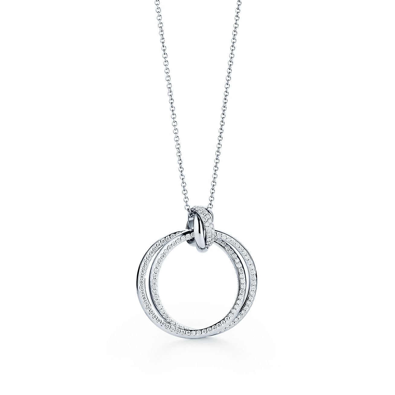 Melody circle pendant in 18k white gold 
