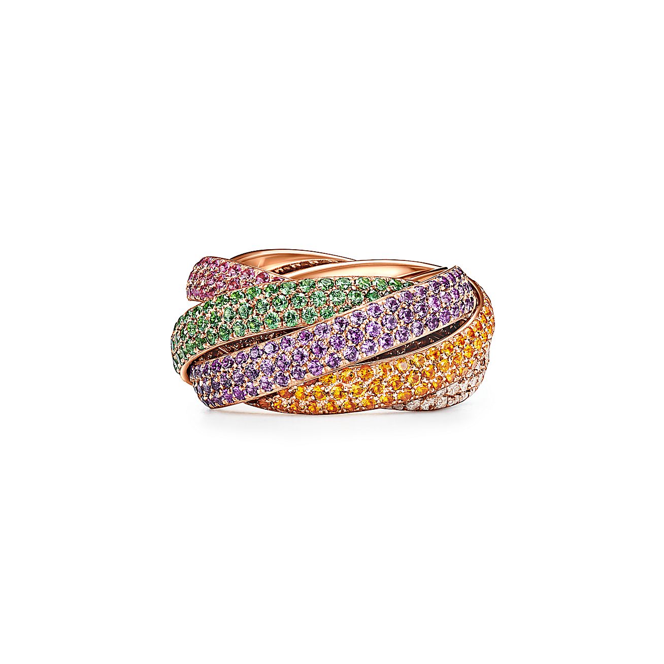 Palomas Melody Five Band Ring In 18k Rose Gold With Colored Gemstones Tiffany And Co