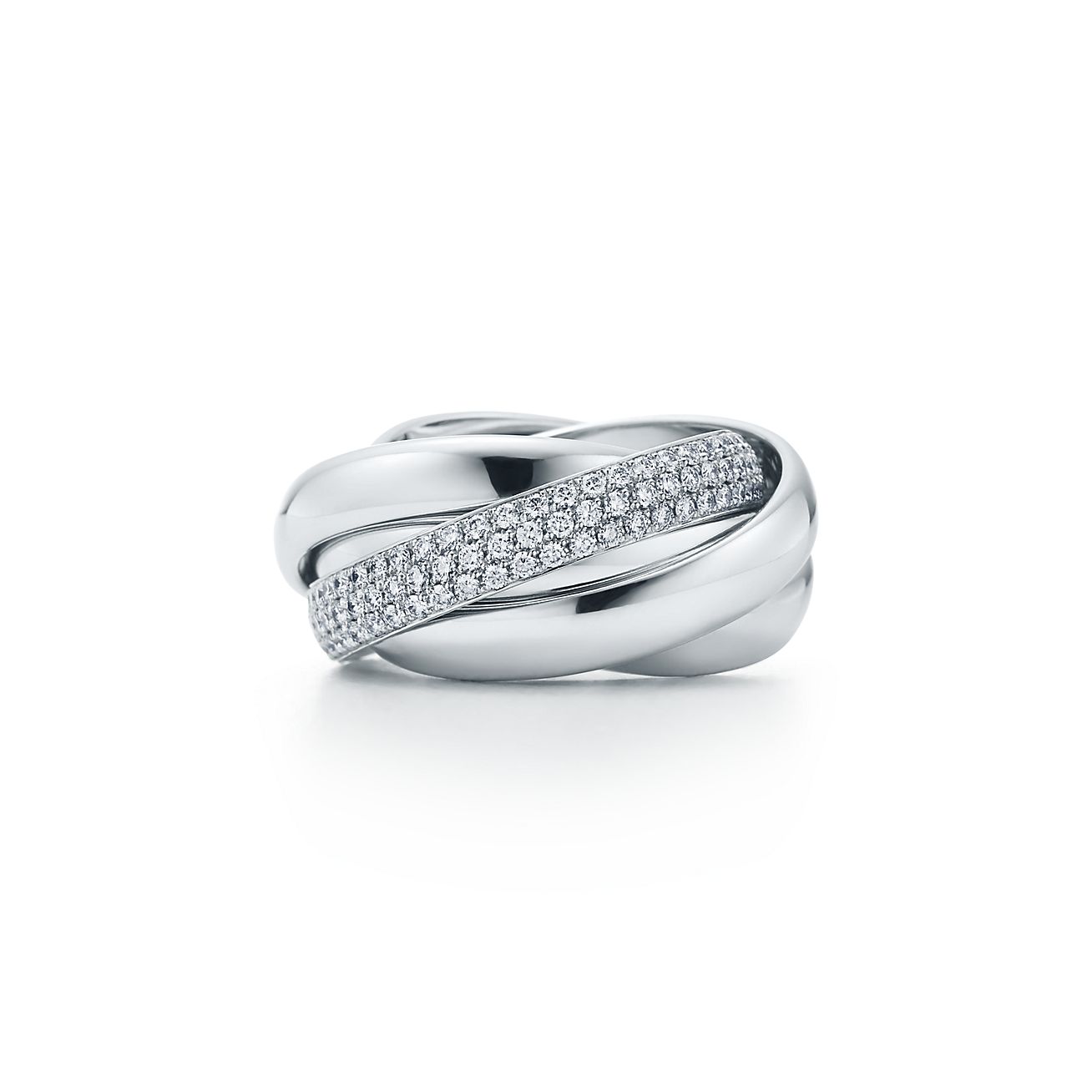 Melody five-band ring in 18k white gold 