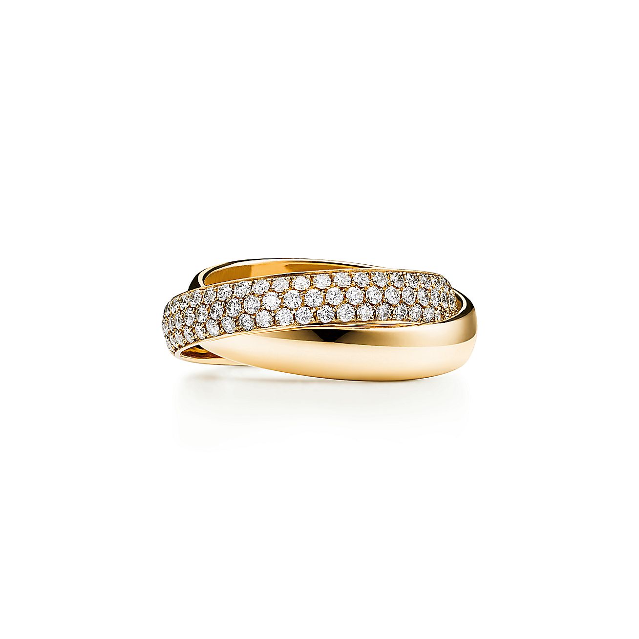 Paloma's Melody two-band ring in 18k gold with diamonds. | Tiffany & Co.