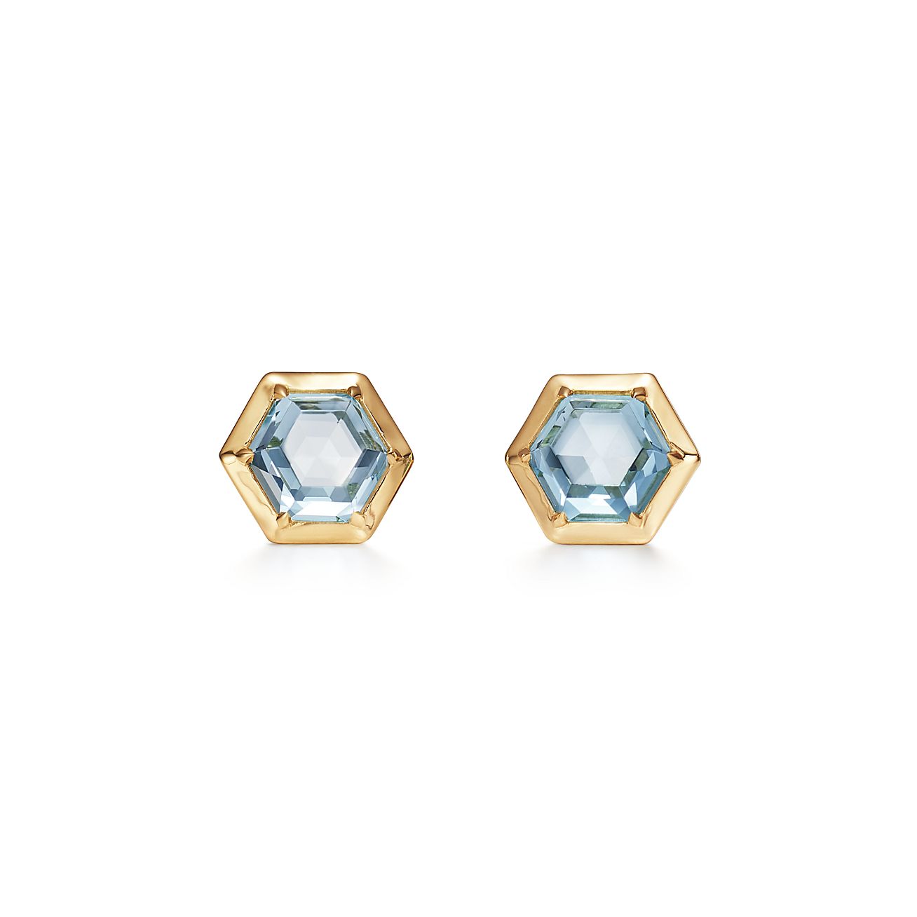Studio hexagon earrings in 18k gold 