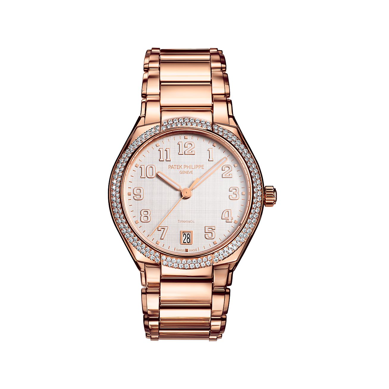 Patek Philippe Twenty~4 women's watch in 18k rose gold with diamonds.