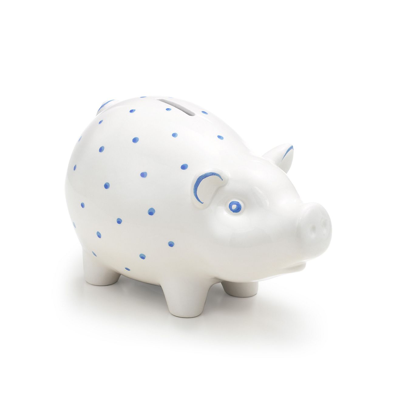 Piggy bank in earthenware, blue 