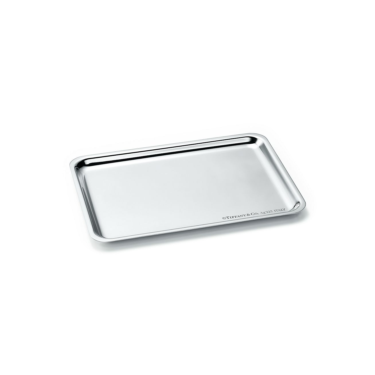 Rectangular tray in sterling silver, 6 