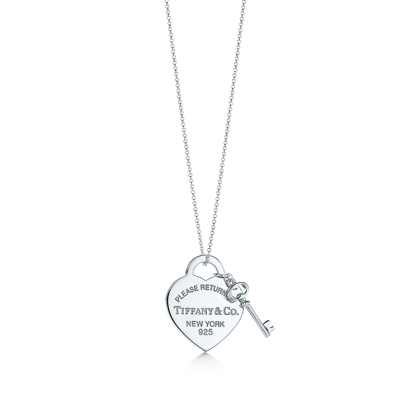Подвеска в форме сердца Return to Tiffany™ с ключом из стерлингового серебра.