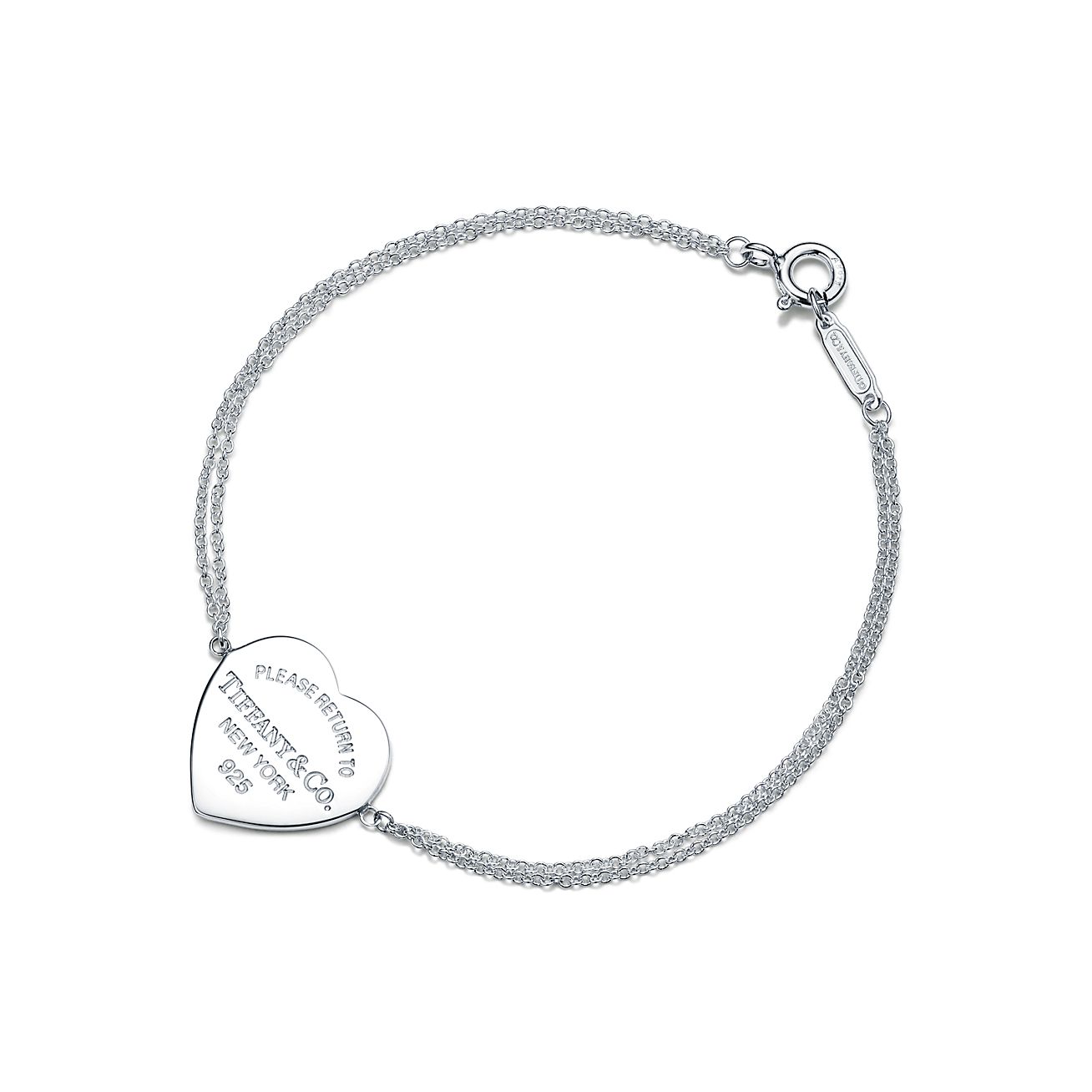 Двойной браслет-цепочка Return to Tiffany™ с подвеской «сердце», серебро, small
