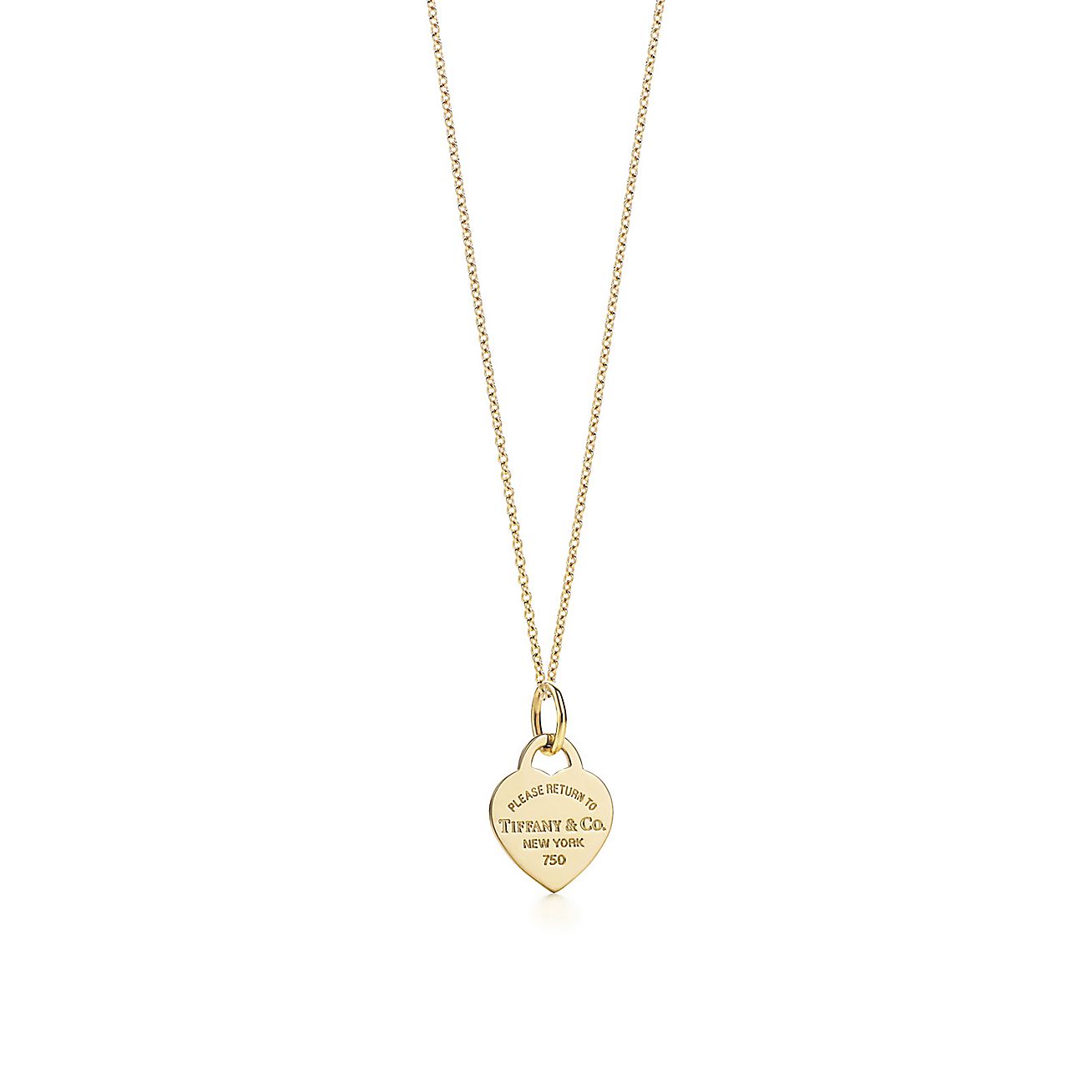 Return to Tiffany™ heart tag charm in 18k gold on a chain. | Tiffany & Co.