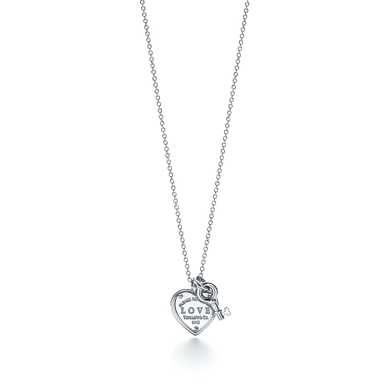 Подвеска Return to Tiffany™ Love в форме сердца и ключа из серебра