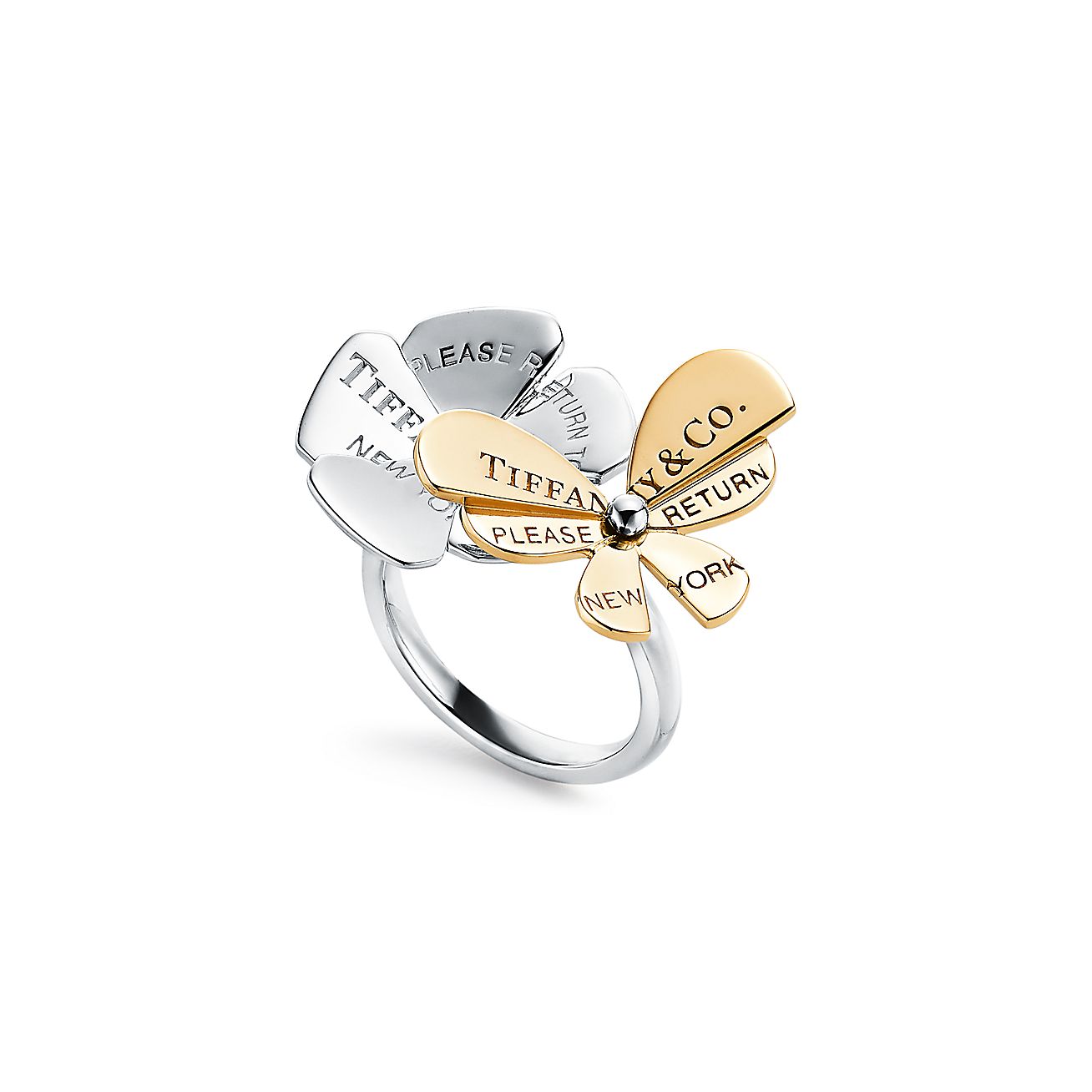 Return to Tiffany® Love Bugs Butterfly Flower Ring in Sterling Silver and 18k Gold