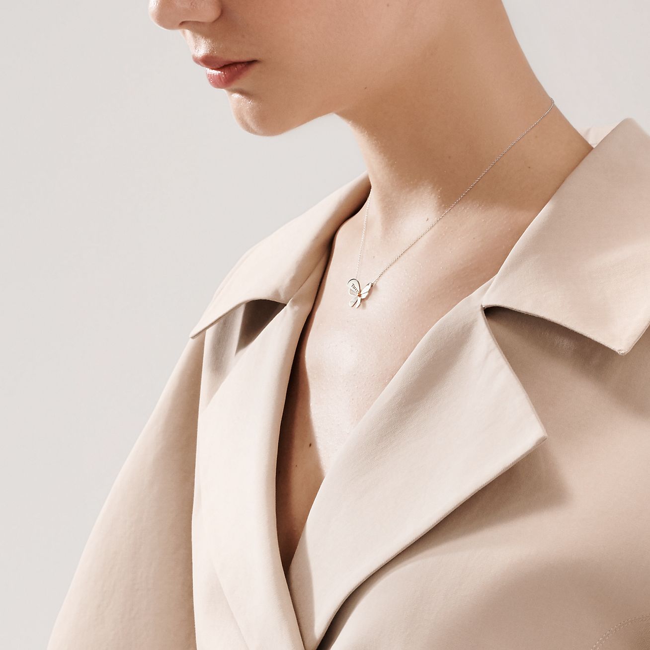 Return to Tiffany® Love Bugs Butterfly Pendant in Sterling Silver and 18k Rose Gold