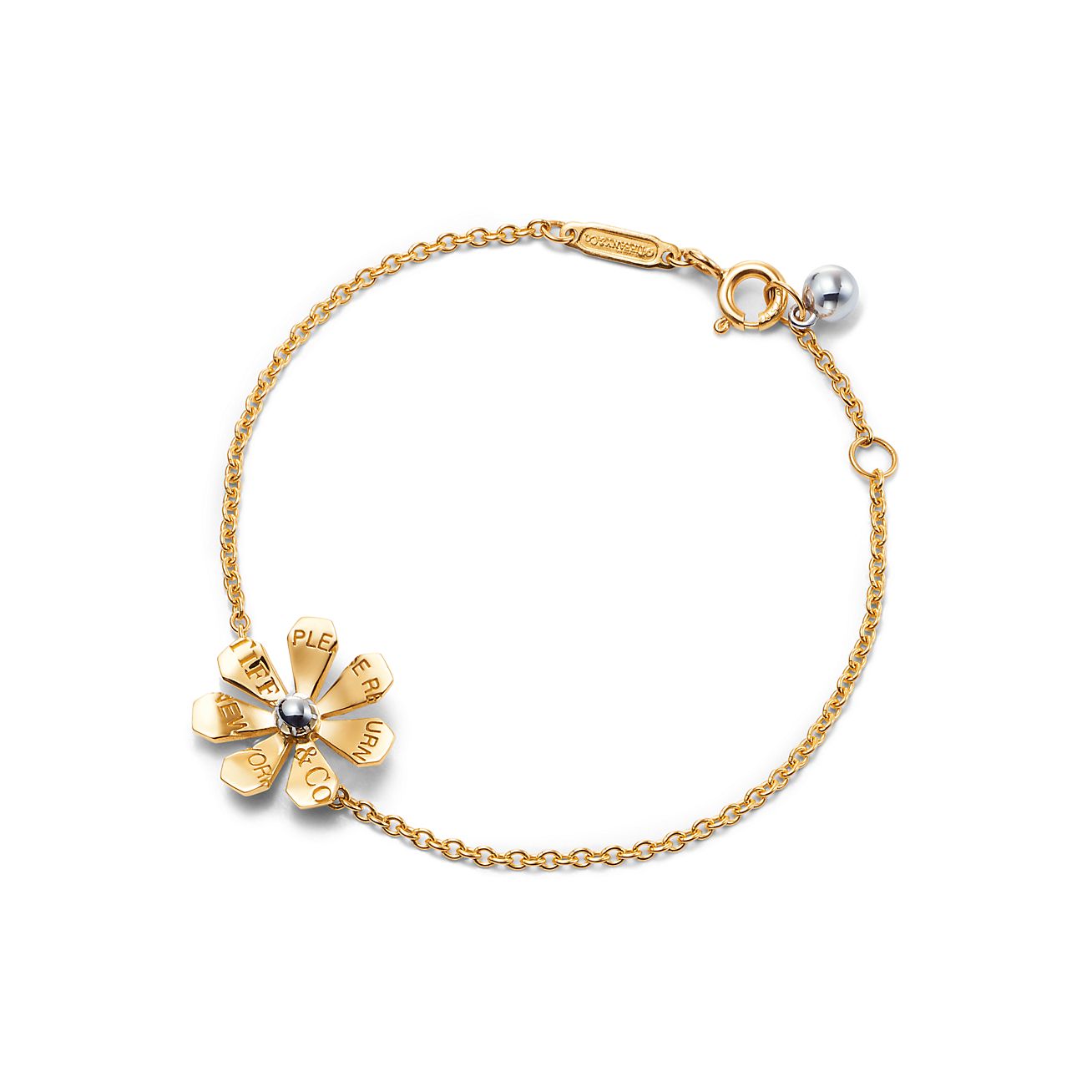 Love Bugs daisy chain bracelet in gold 