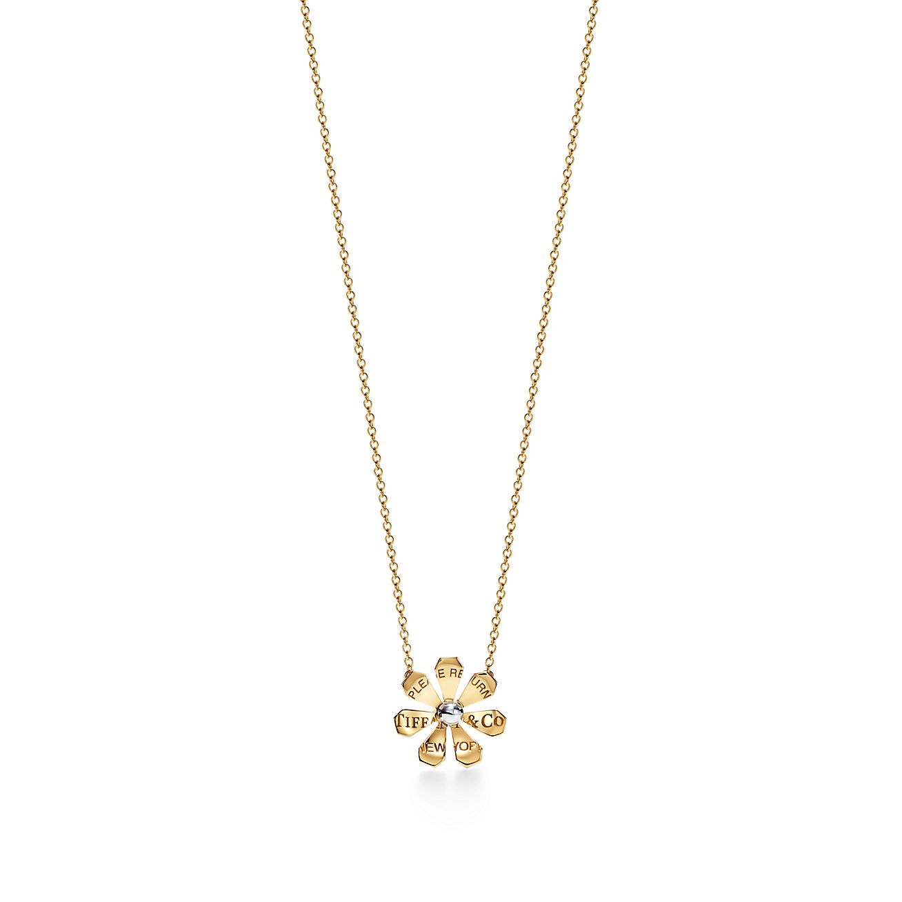 Love Bugs daisy pendant in 18k gold and 