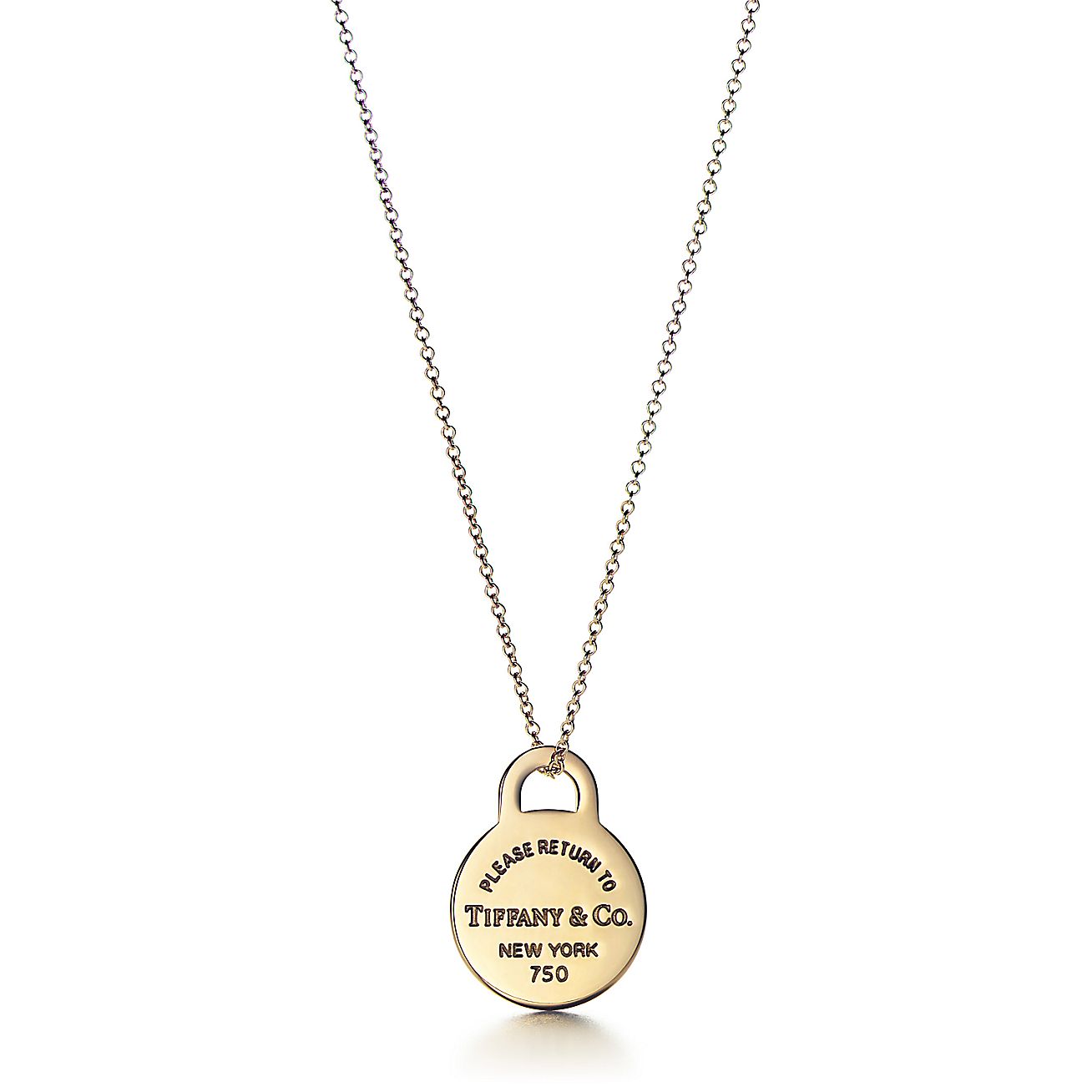 Return to Tiffany™ round tag pendant in 18k gold, small. | Tiffany & Co.