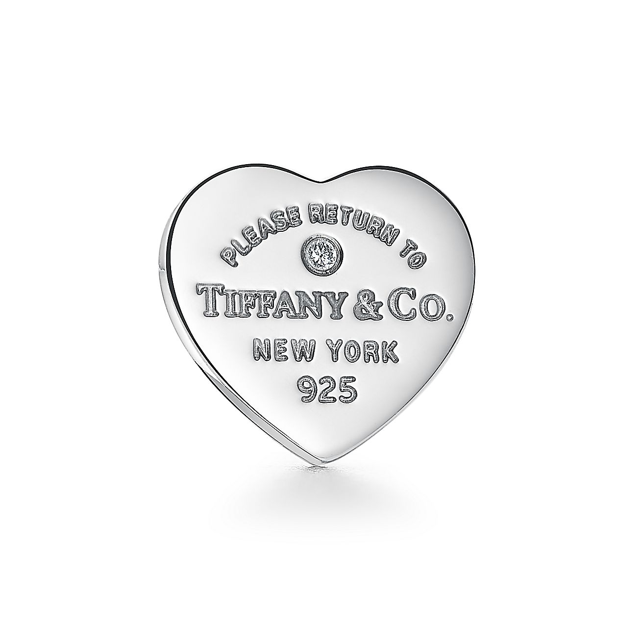 Bueno Sombreado empezar Aretes con placa estilo corazón Return to Tiffany™, plata fina, diamante,  mini | Tiffany & Co.