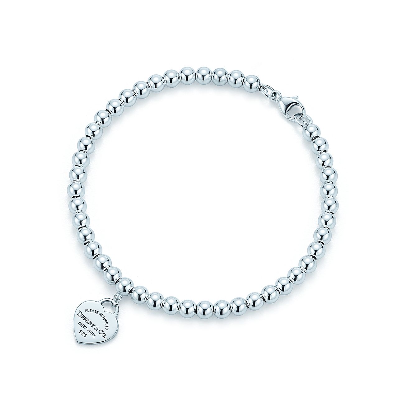 Return to Tiffany™ mini heart tag in sterling silver on a bead bracelet ...
