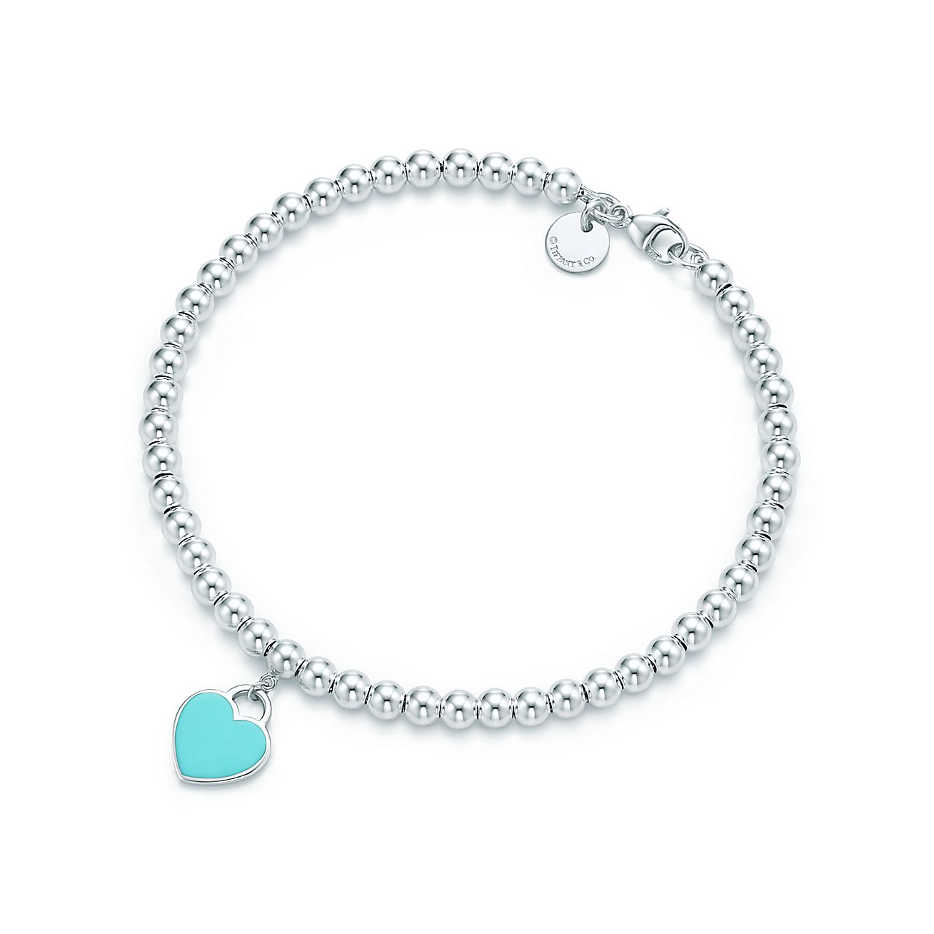 Return to Tiffany® mini heart tag in sterling silver on a bead bracelet ...