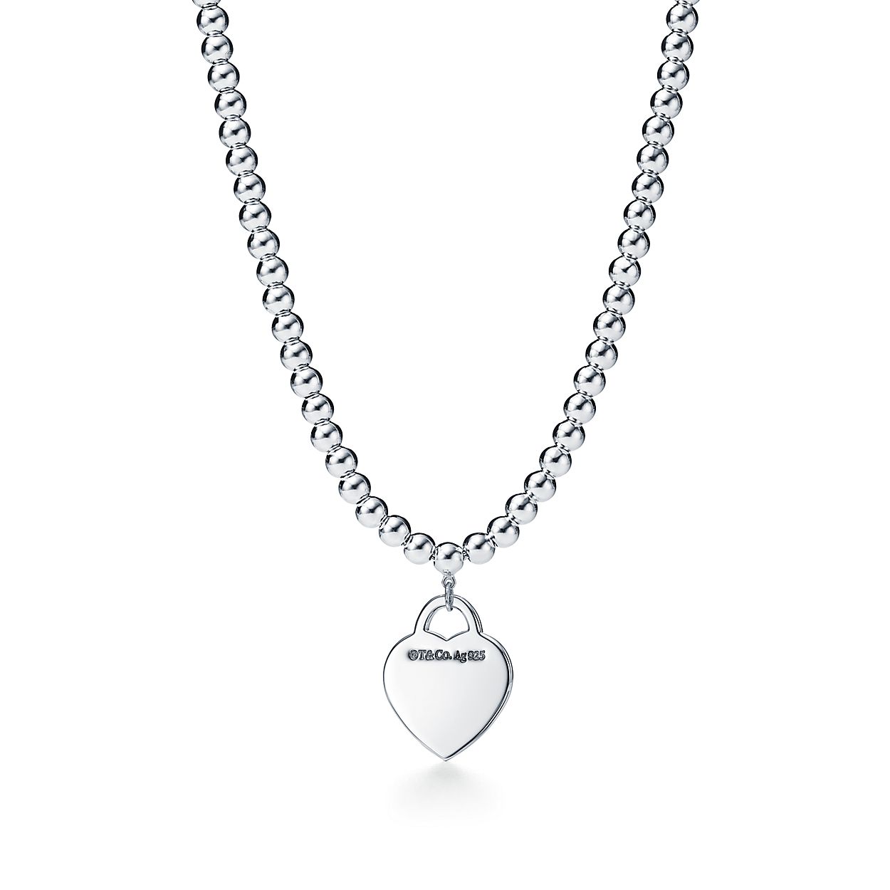 Return To Tiffany Small Heart In Sterling Silver On A Bead Necklace Tiffany Co