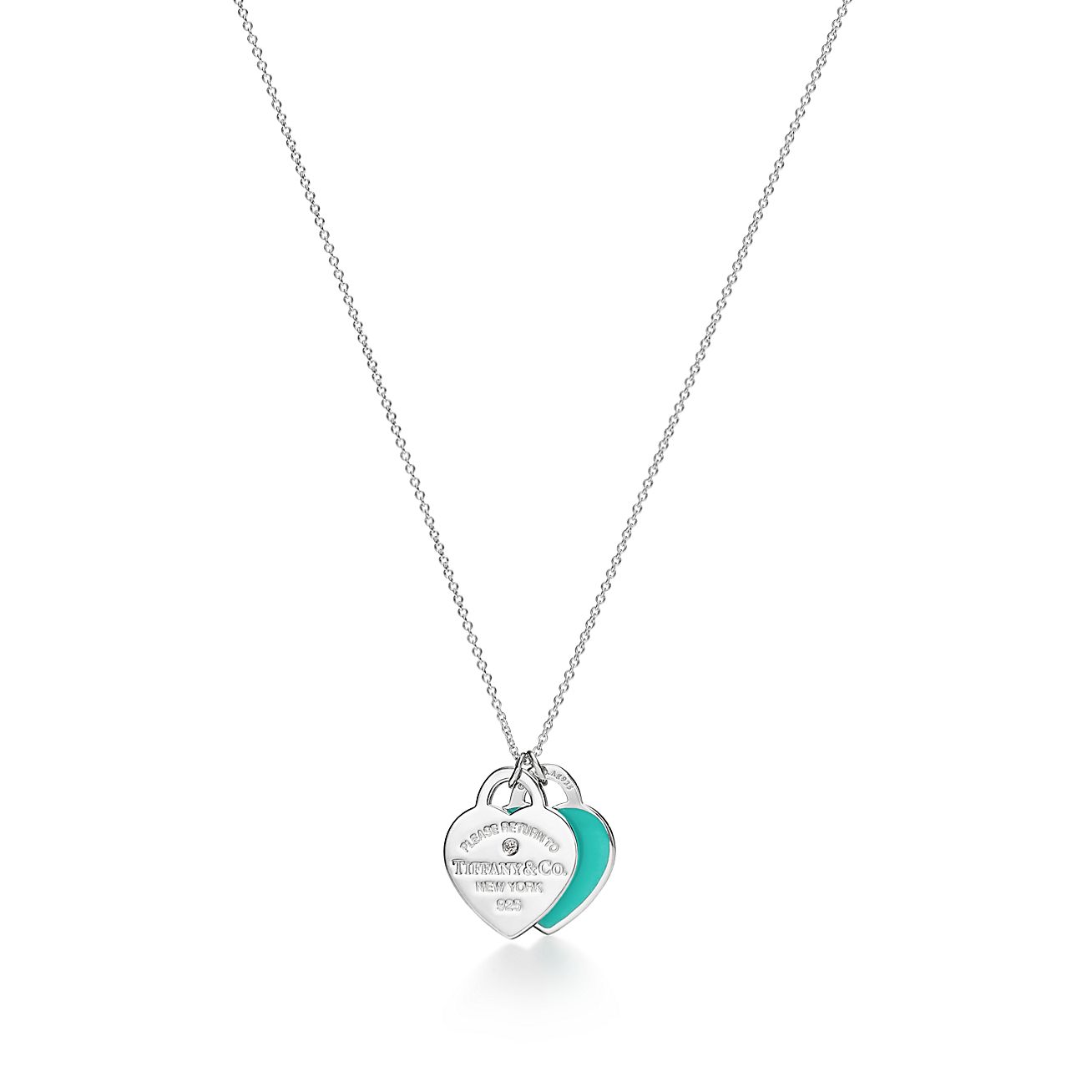 Return to Tiffany® Blue Double Heart Tag Pendant in Silver with a ...