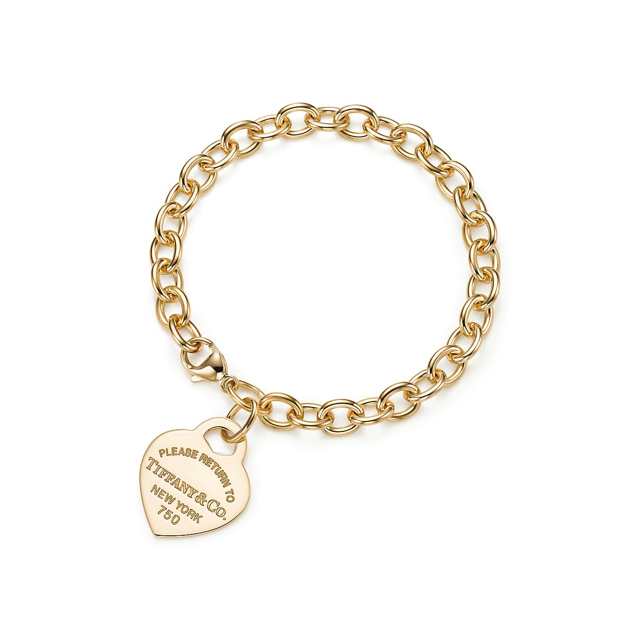 Bracelet Plaque Cœur Return to Tiffany™ en or jaune 18 carats. Medium. | Tiffany & Co.