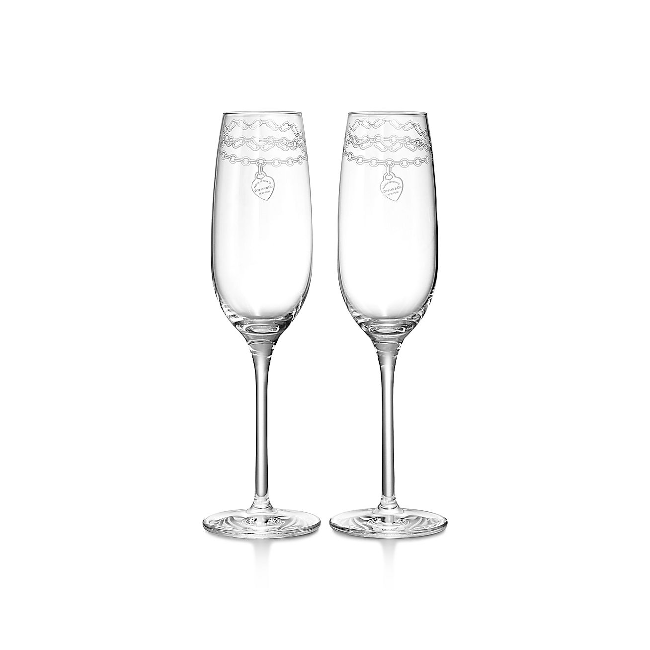 Return to Tiffany® Champagne Flute in Etched Crystal Glass, Set of Two |  Tiffany & Co.