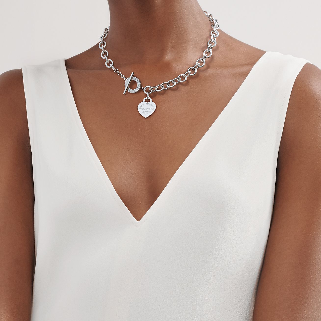 Collar con pasador y placa estilo corazon Return to Tiffany en plata Tiffany Co