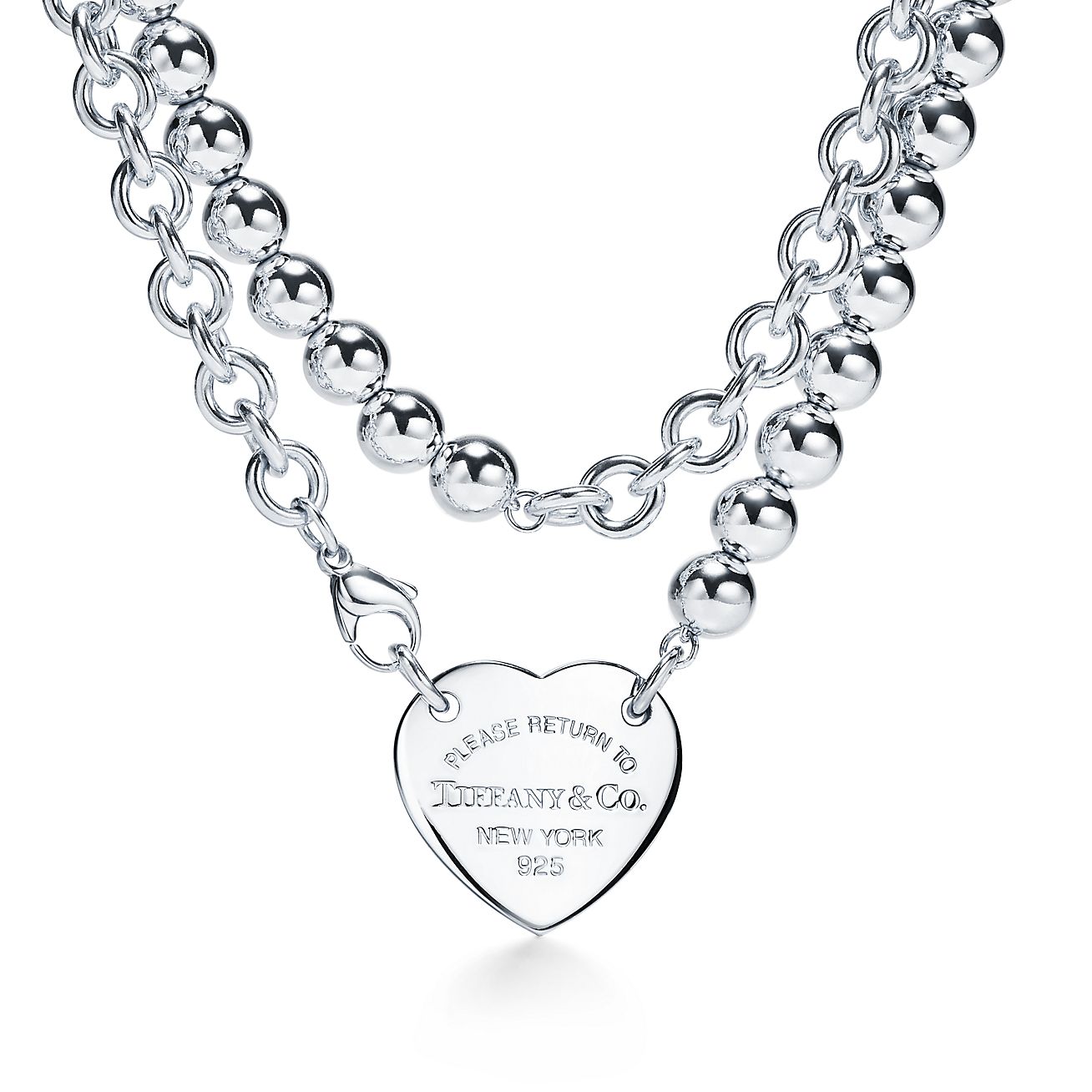 Collar de vueltas con insignia de corazón Return to Tiffany™ en plata, 81,3 cm. | & Co.