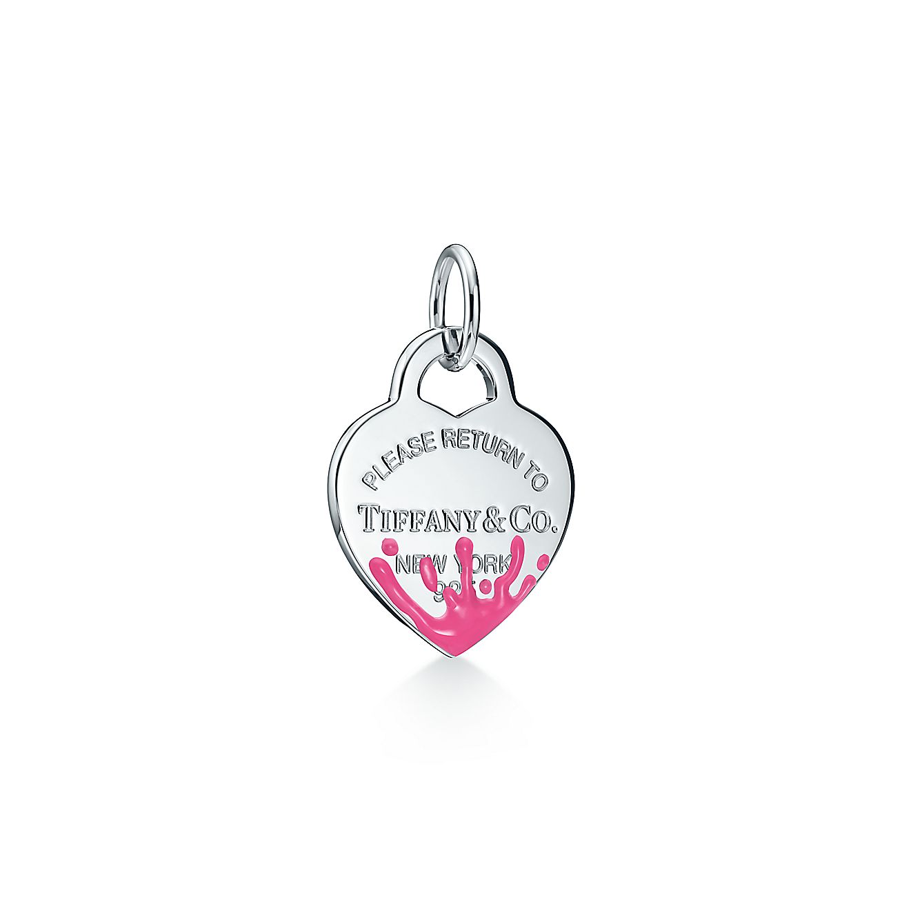 Return to Tiffany® Color Splash Pink Heart Tag Charm in Silver, Medium ...