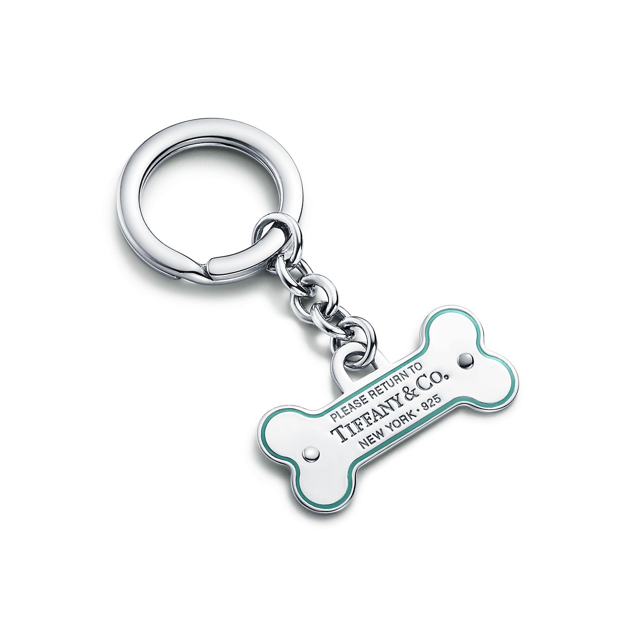 Return to Tiffany® Dog Bone Key Ring in Sterling Silver with Tiffany Blue®  | Tiffany & Co. US