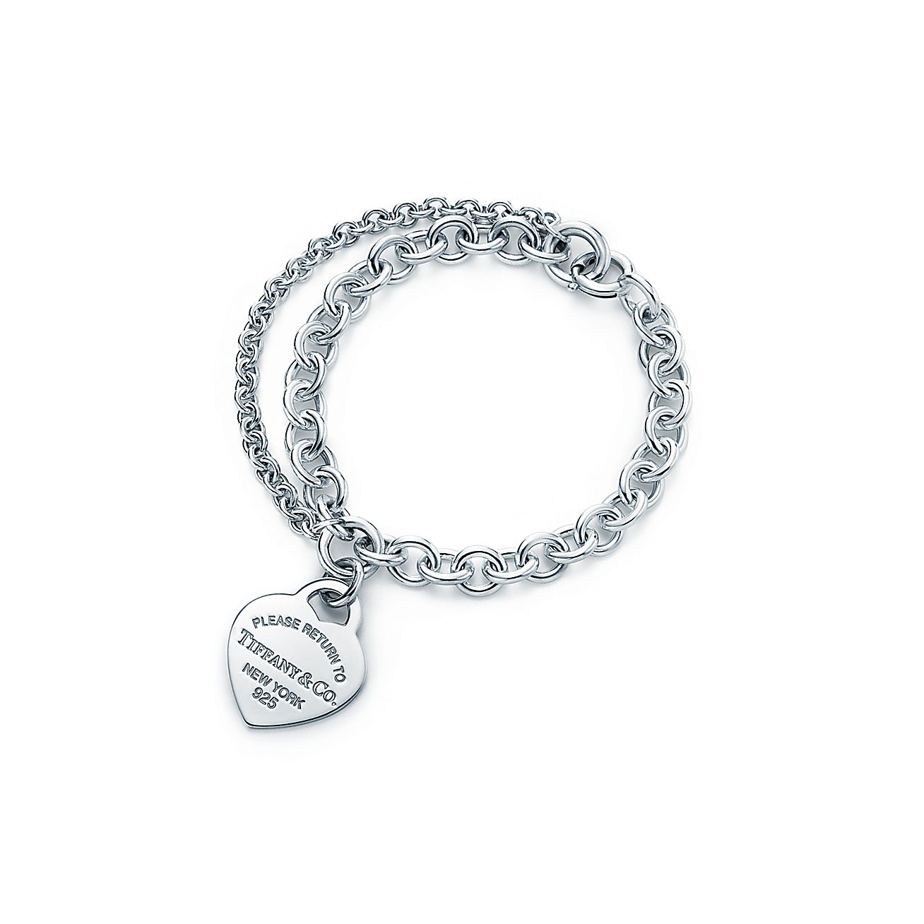 Return to Tiffany™ double chain heart tag bracelet in sterling silver ...